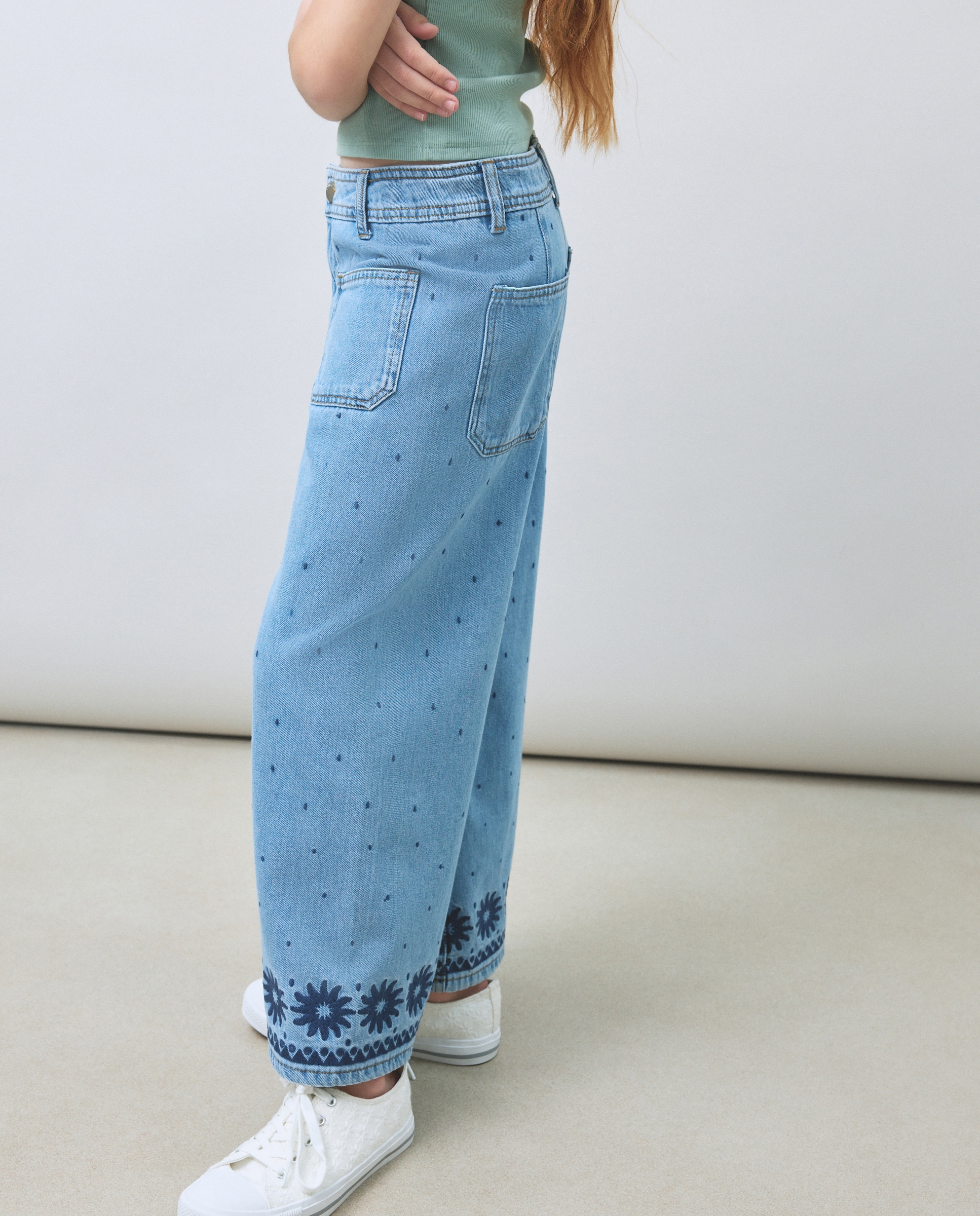 Jeans Culotte com Bordados Kids El Corte Inglés Cinzento-2
