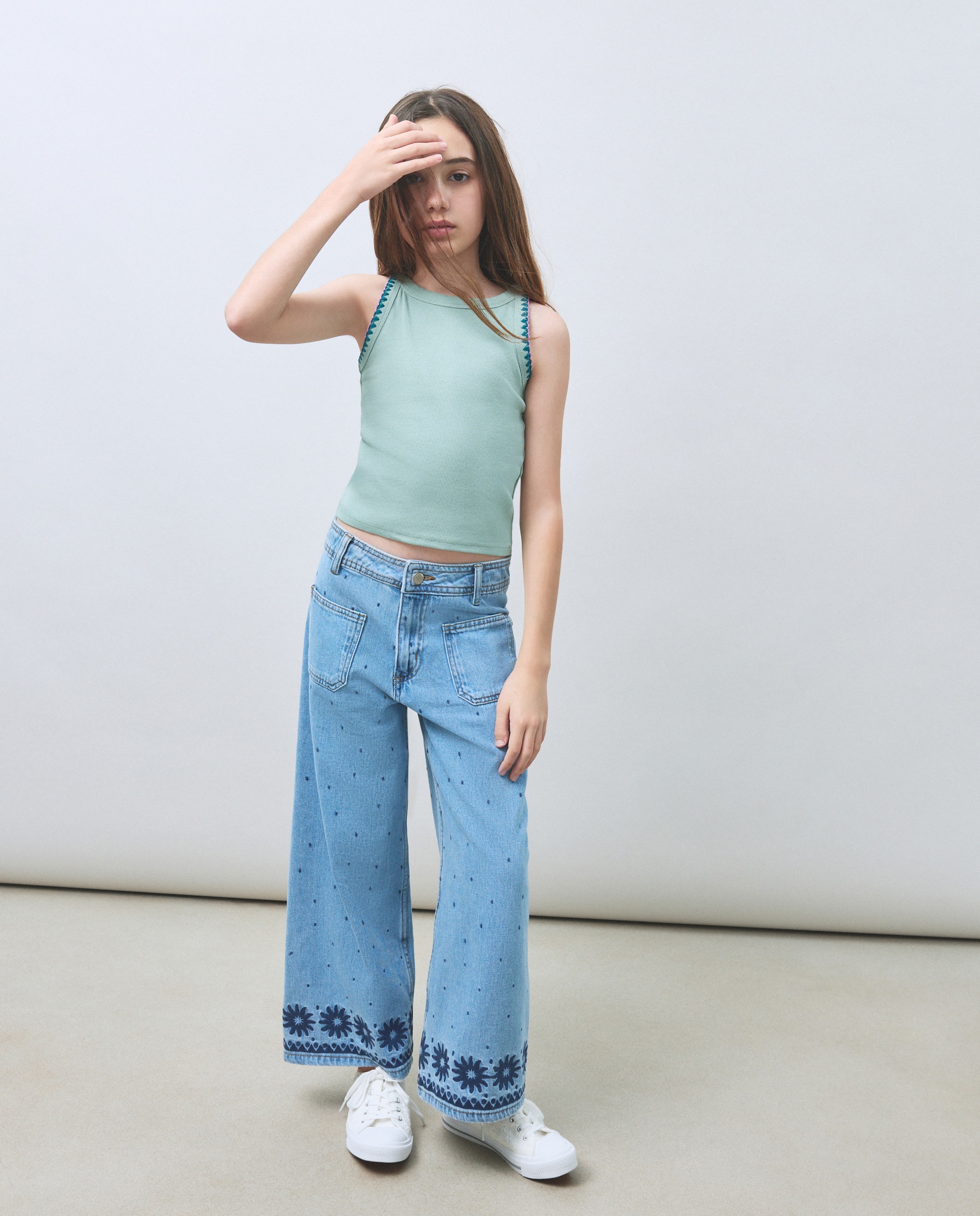 Imagem 0 de Jeans Culotte com Bordados