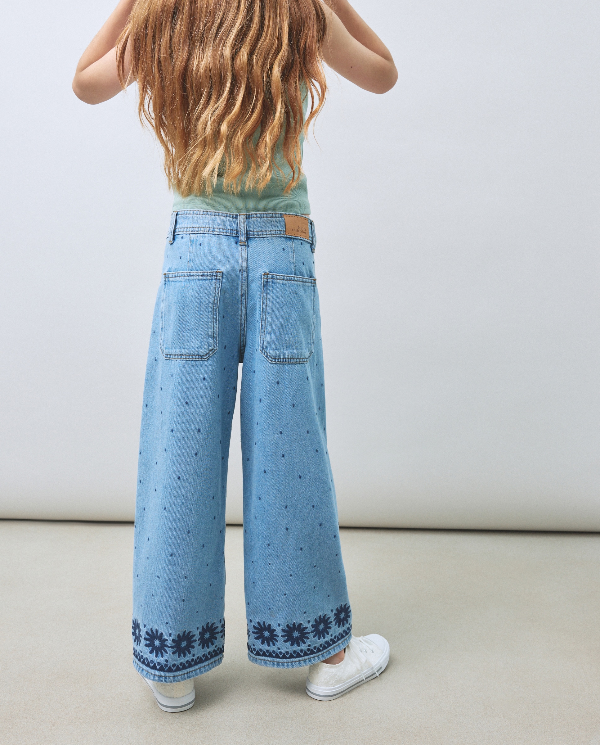 Jeans Culotte com Bordados Kids El Corte Inglés Cinzento-3