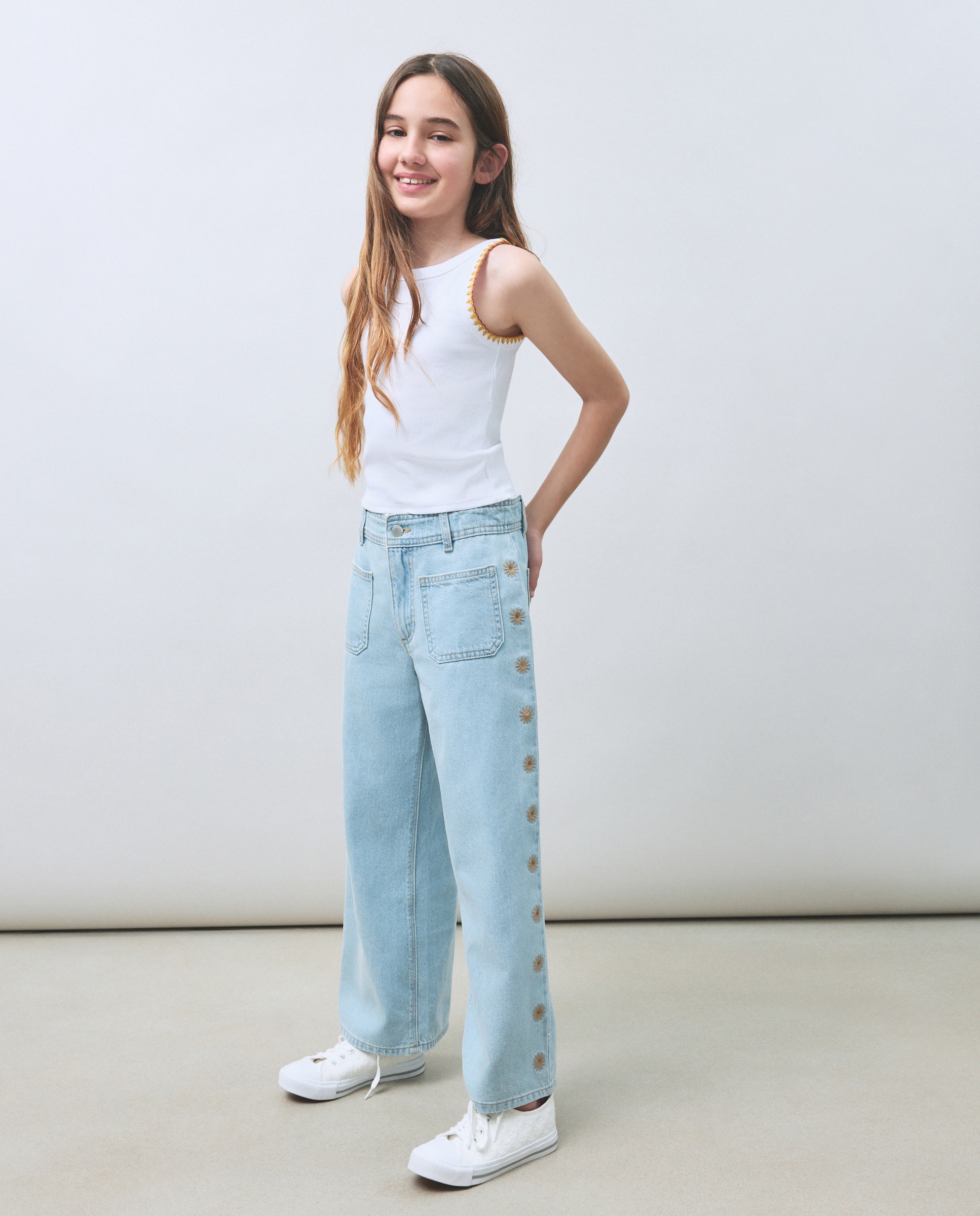 Jeans Culotte com Bordados Kids El Corte Inglés 490 Petróleo-2