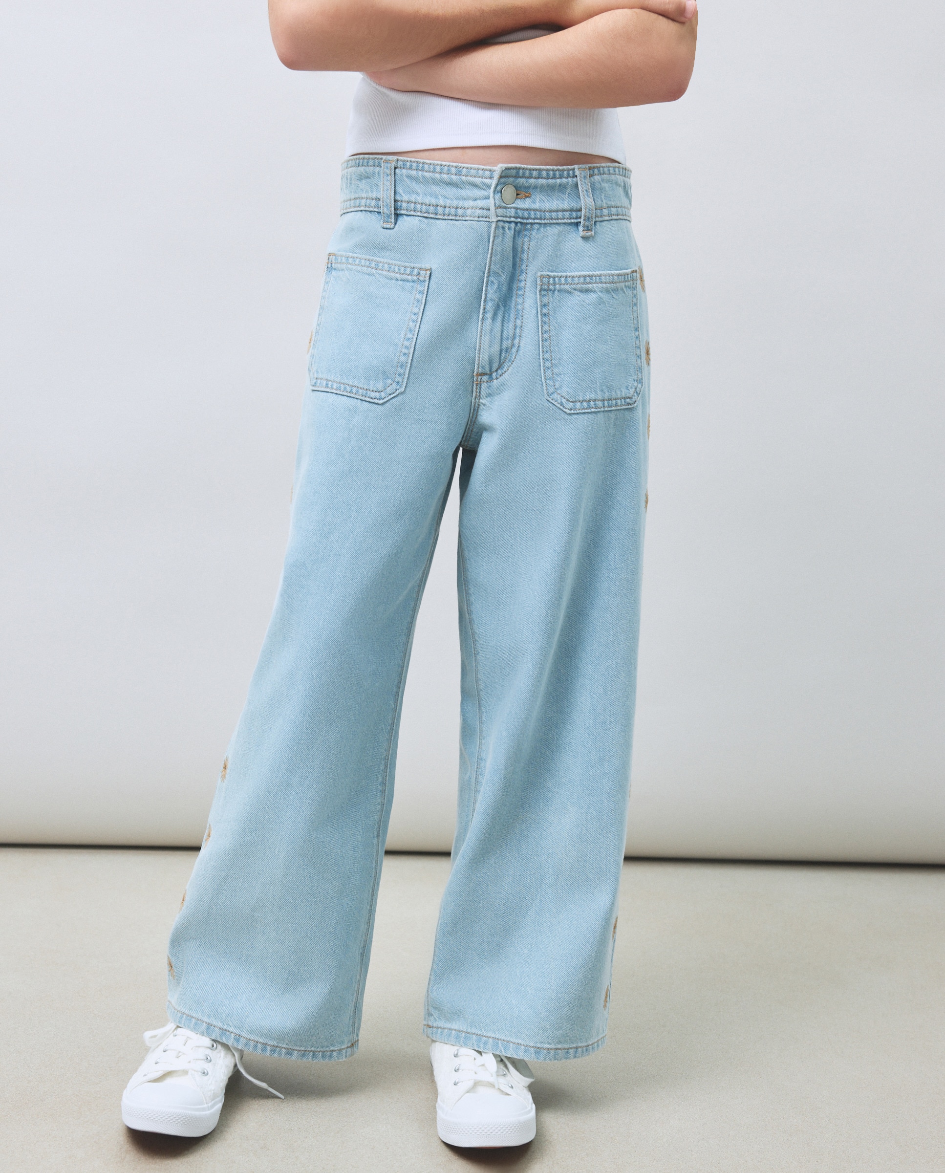 Jeans Culotte com Bordados Kids El Corte Inglés 490 Petróleo-4