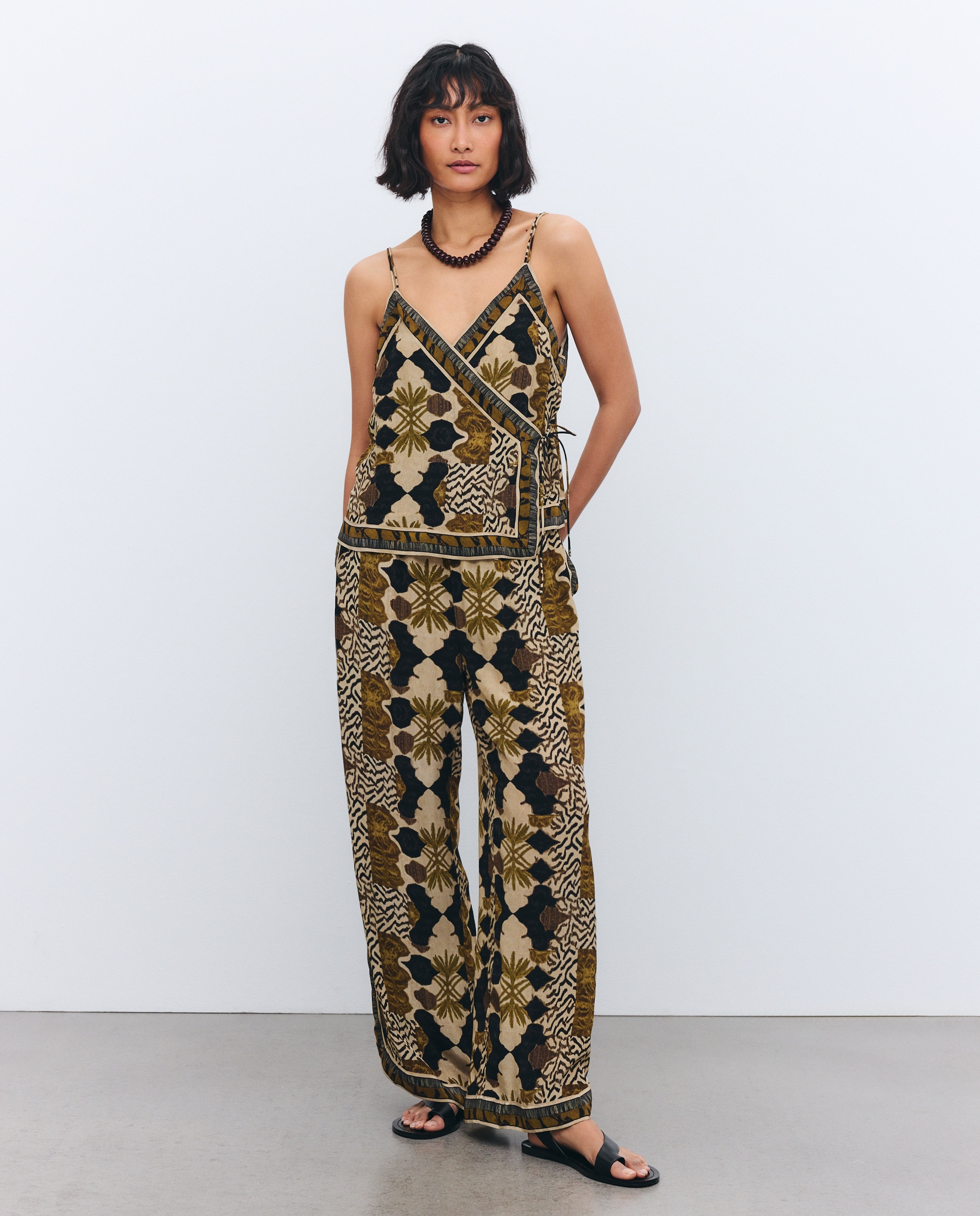 Top de Viscose Estampado Castanho-2