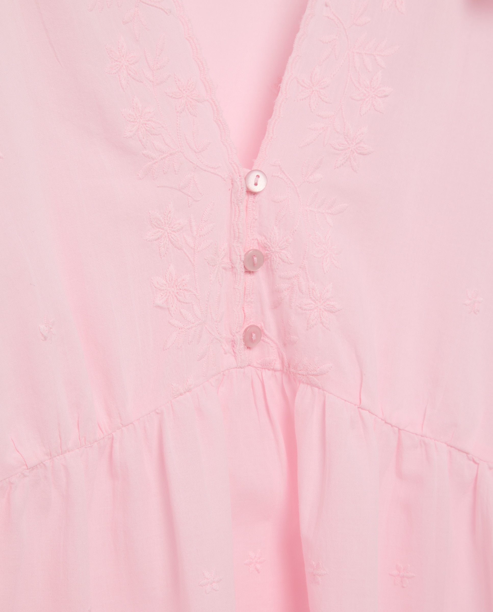 Camisa de Dormir Bordada sem Mangas 200 Rosa-2