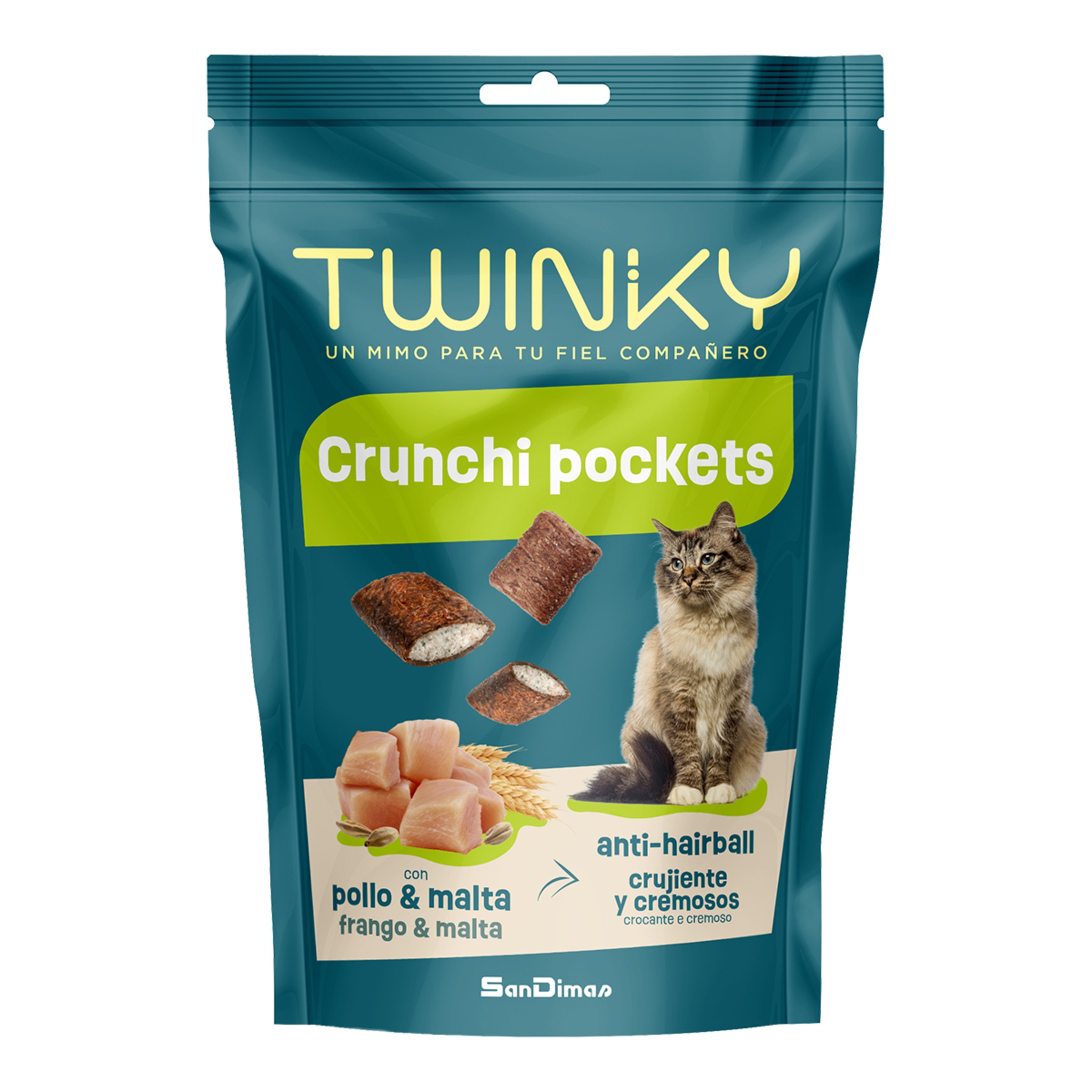 Imagen 0 de Snack para gatos Twinky Crunchi Pockets pollo y malta 60 g