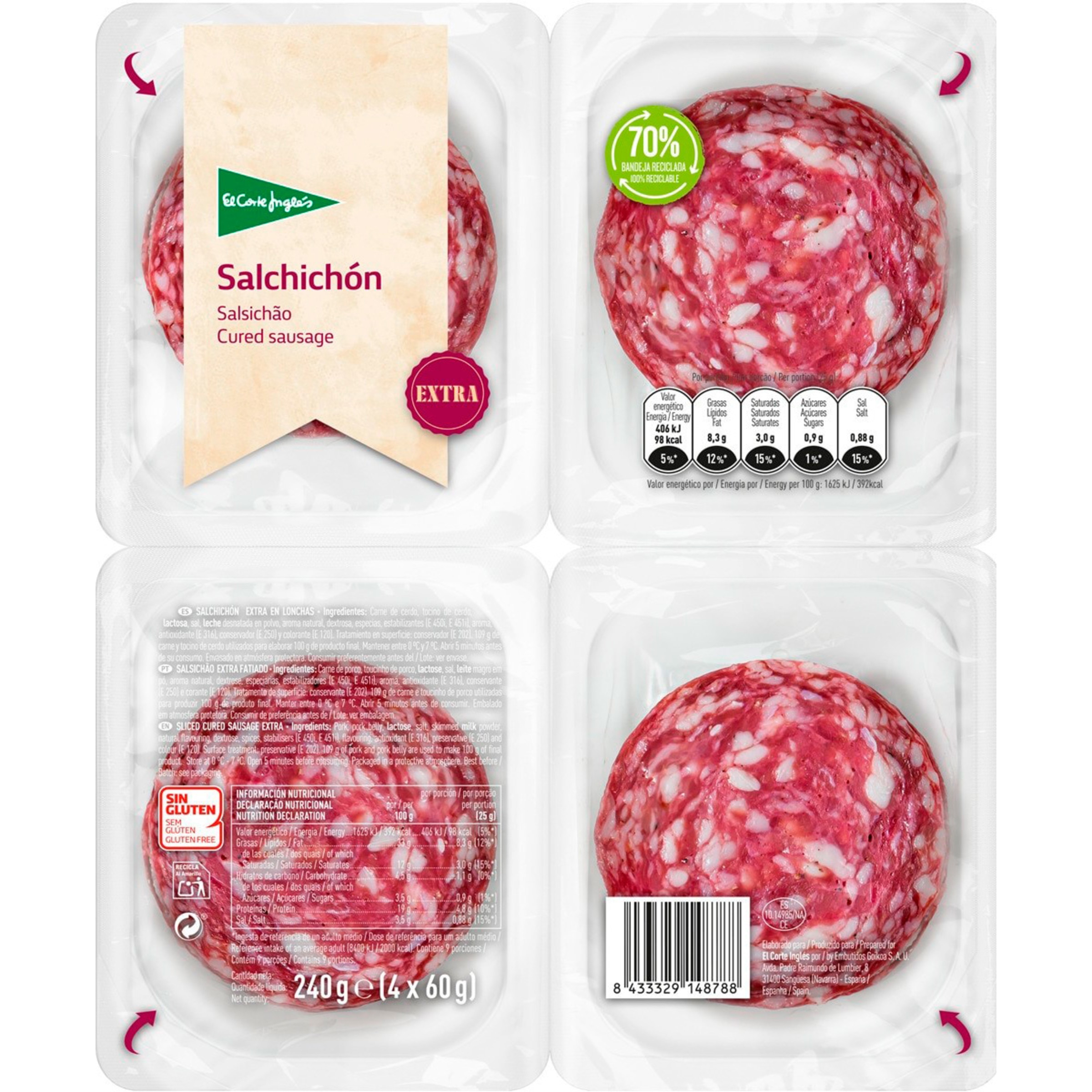 Salsichão Extra Pack embalagem 240 g