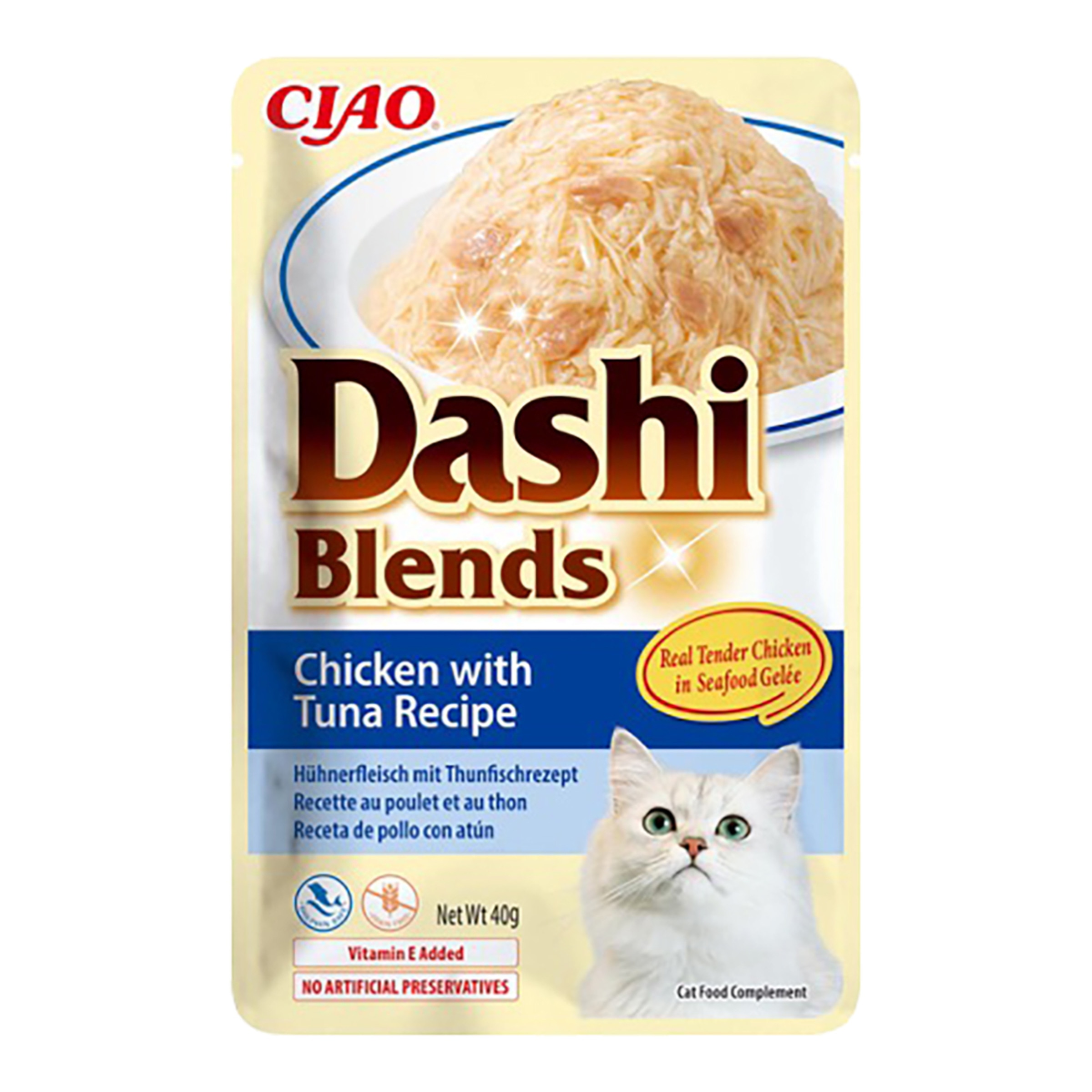 Imagen 0 de Comida húmeda para gatos adultos Dashi Churu pollo con atún 40 g