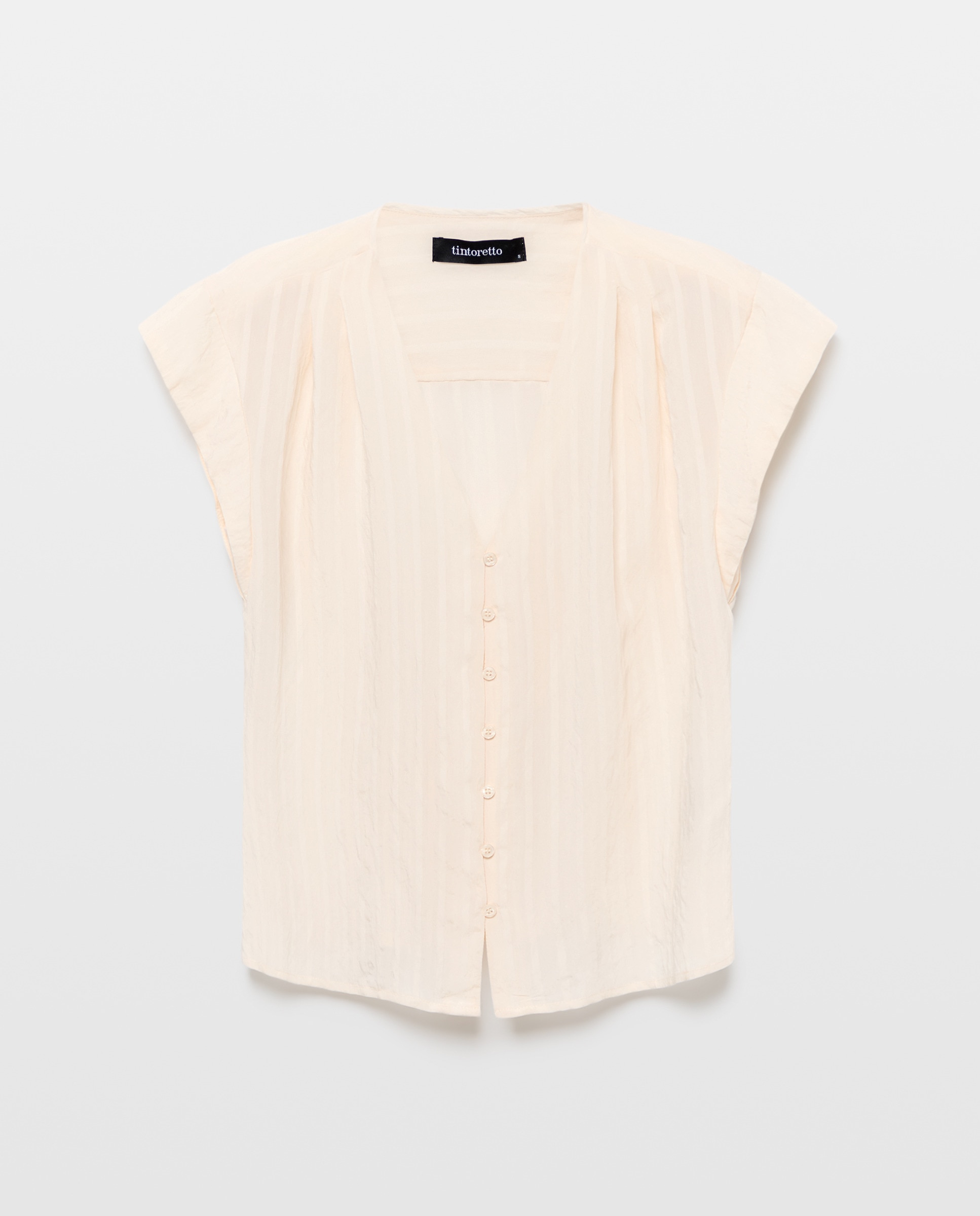 Blusa sem Mangas com Botões à Frente 120 Cru-4