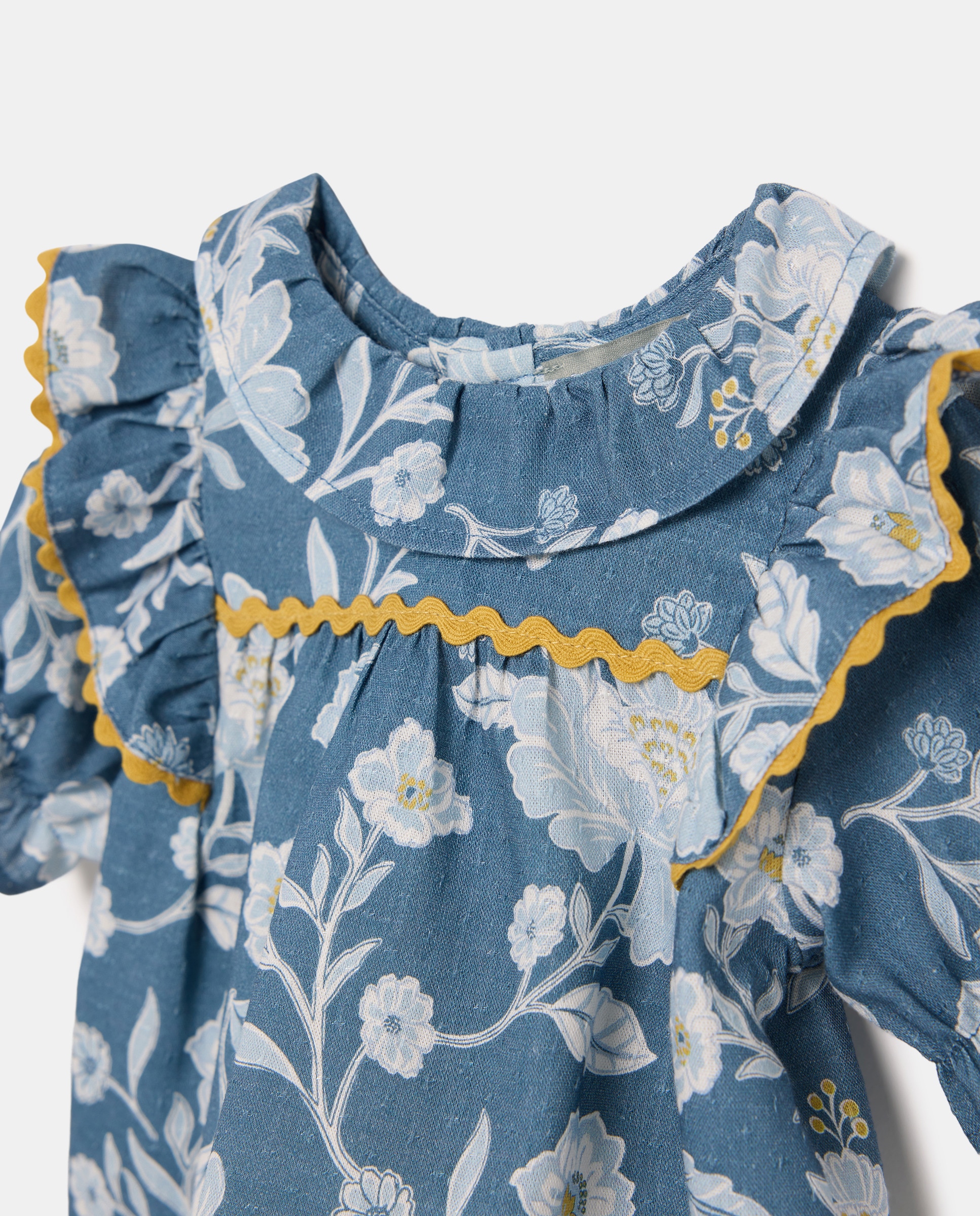 Blusa manga corta cuello gola y volante de bebé - Coconut El Corte Inglés - Azul Azul-3