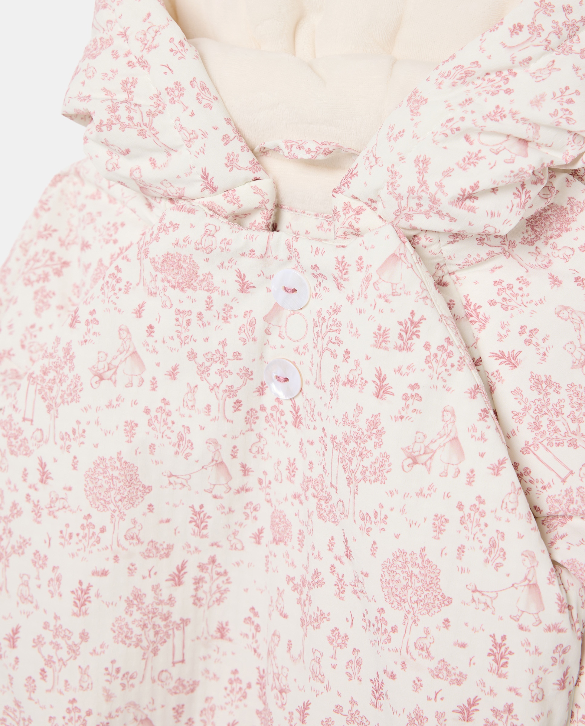 Buzo nylon pie + mano jacquard all over print fantasía con botones de bebé - Coconut El Corte Inglés - Blanco Blanco-3