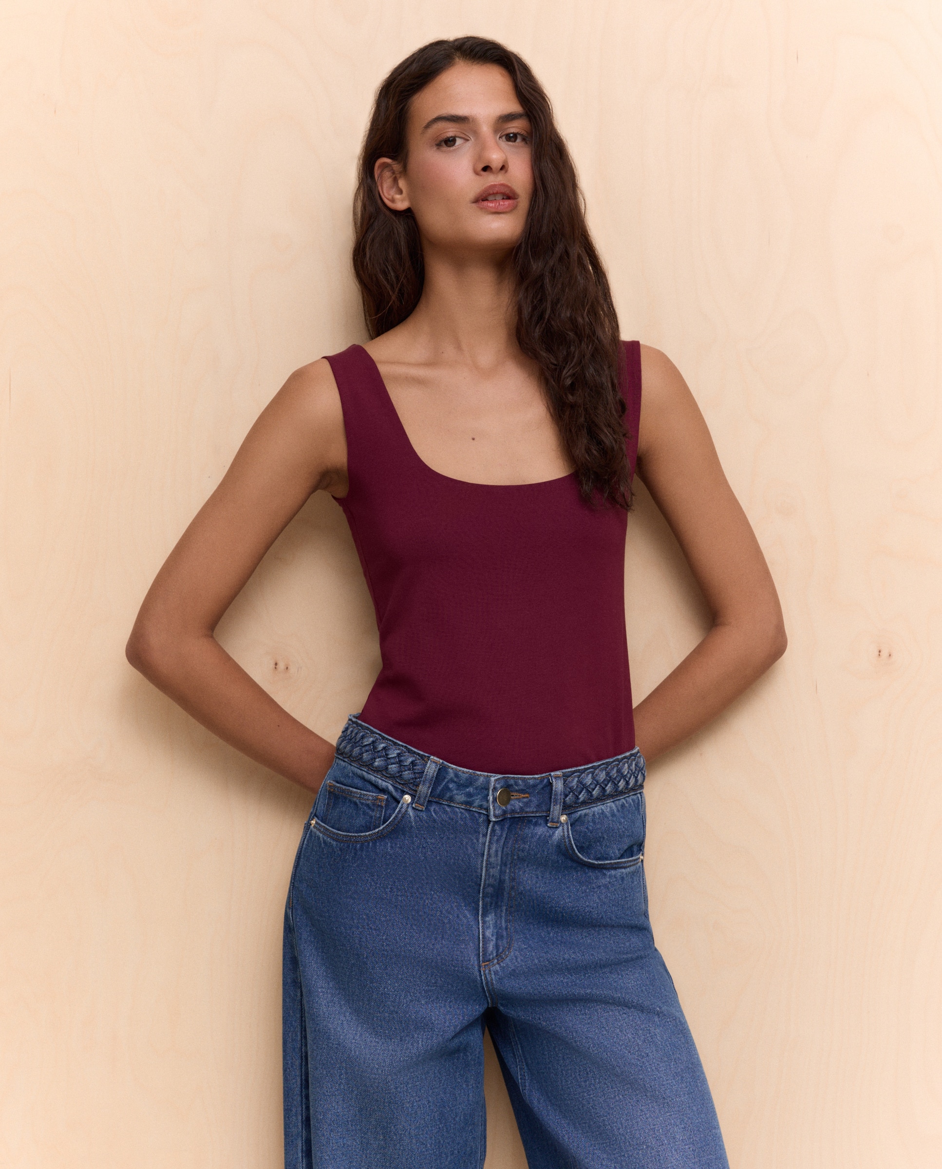 T-shirt de Alças Basic Bordeaux-2
