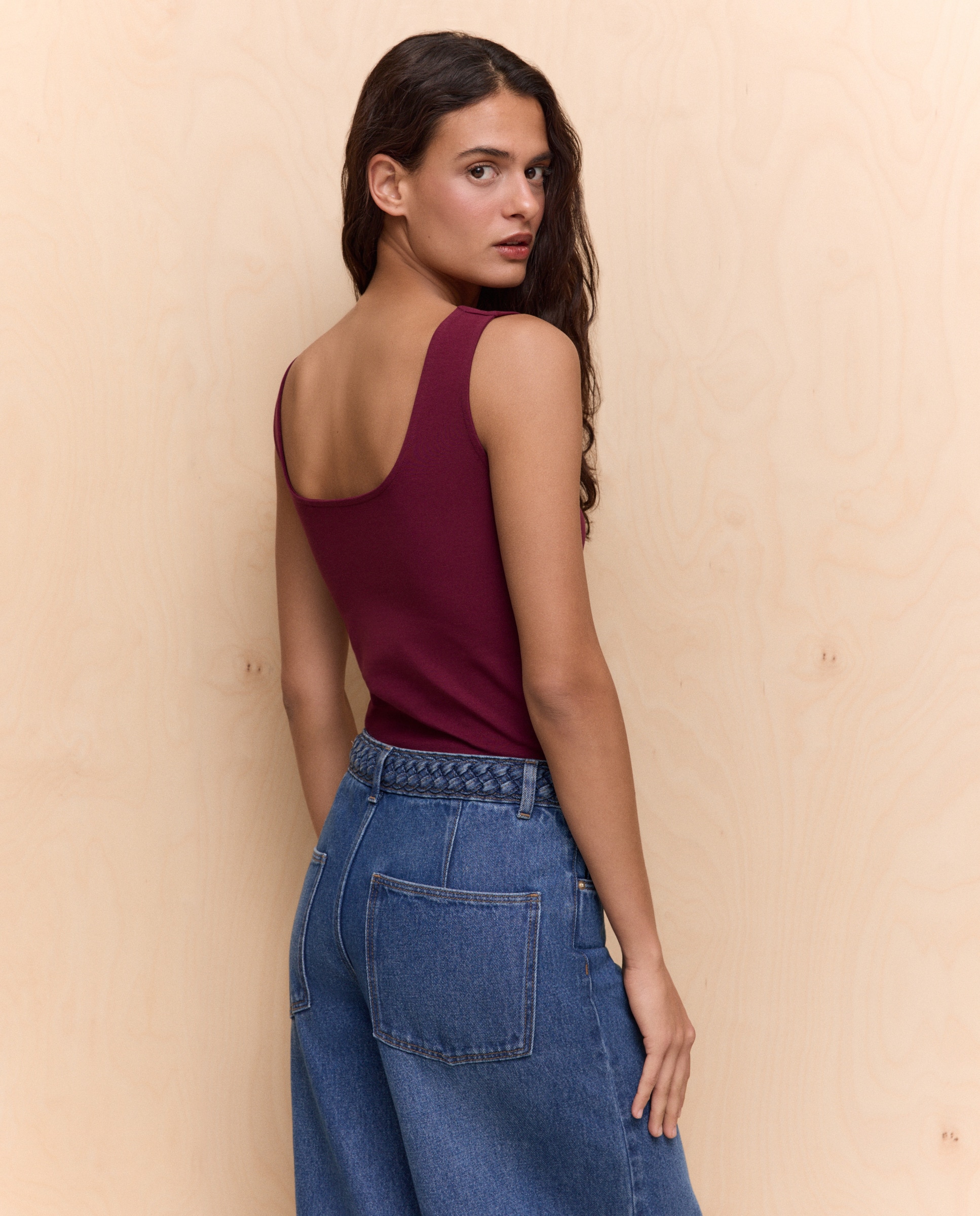 T-shirt de Alças Basic Bordeaux-3