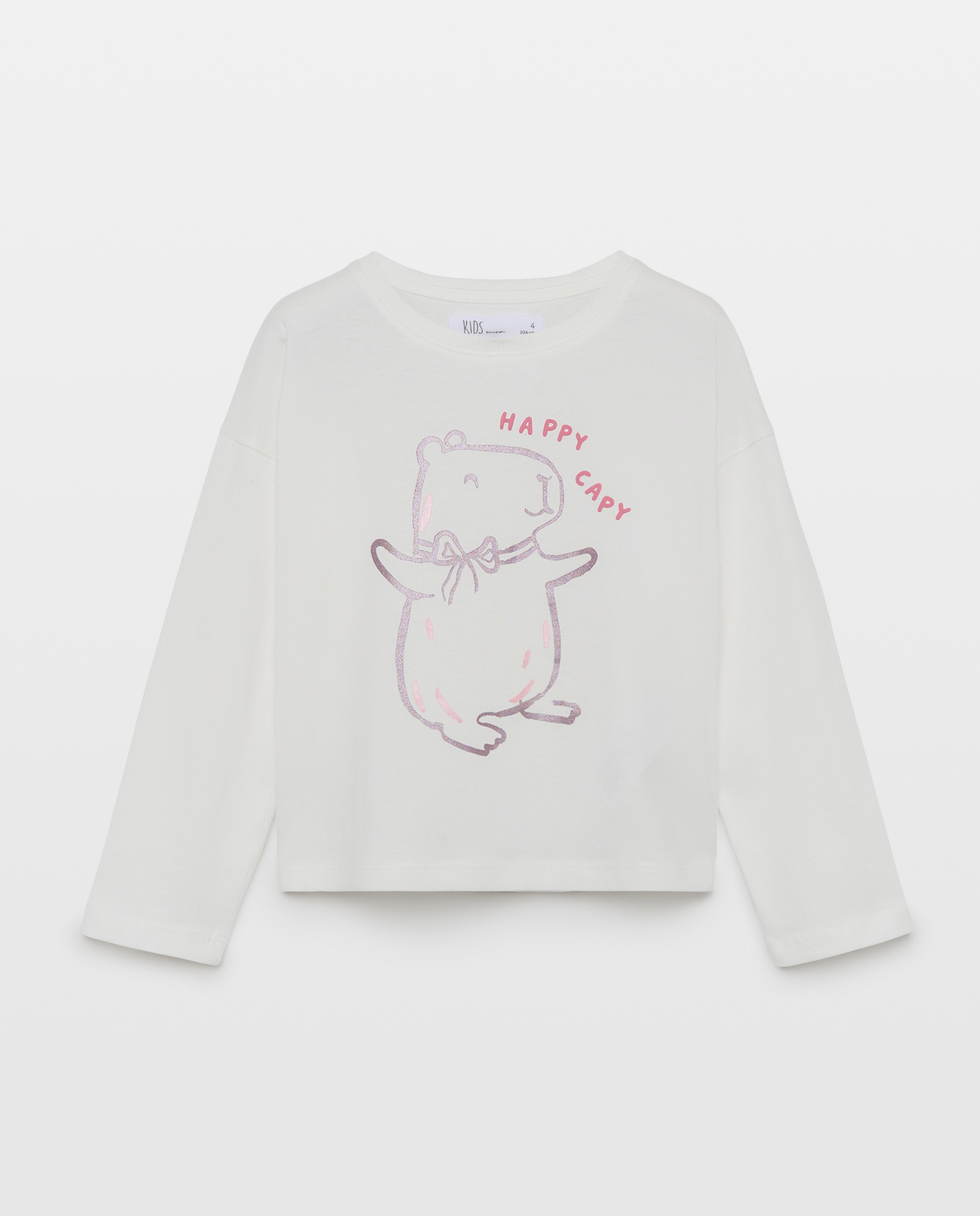 Imagem 0 de T-shirt de Criança com Manga Comprida e Estampado Posicional de Capivara