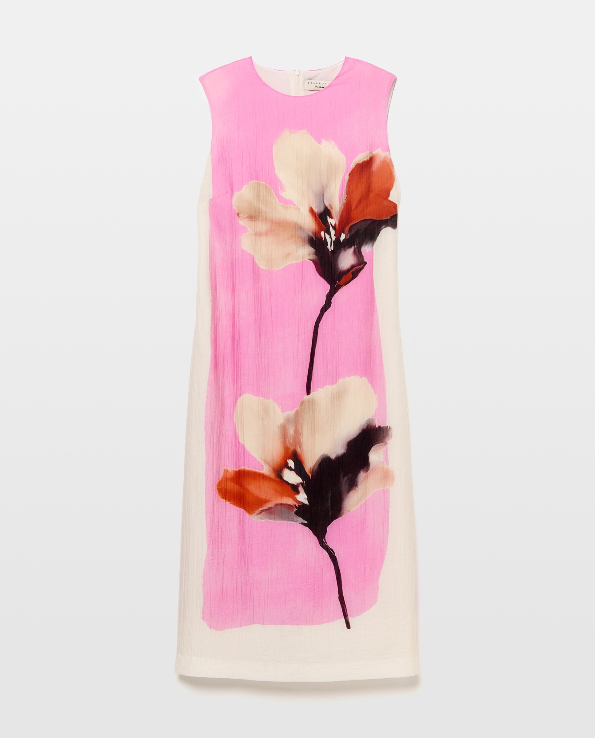 Imagem 0 de Vestido Midi sem Mangas e com Estampado Floral Posicional