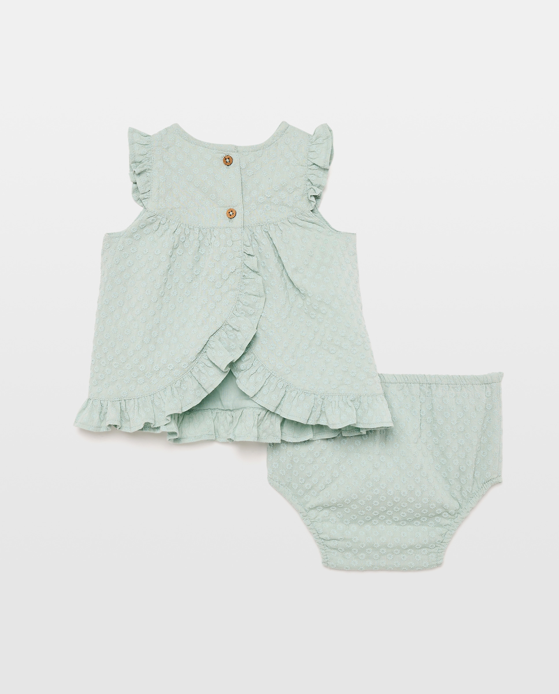 Vestido de Bebé sem Mangas e com Cueca Baby El Corte Inglés Verde-2