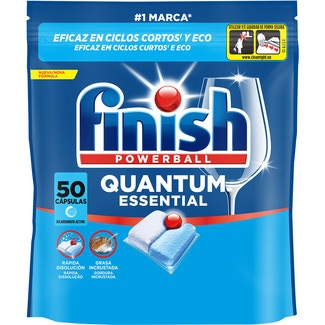 detergente lavavajillas Powerball Quantum Essential bolsa 50 cápsulas - Finish