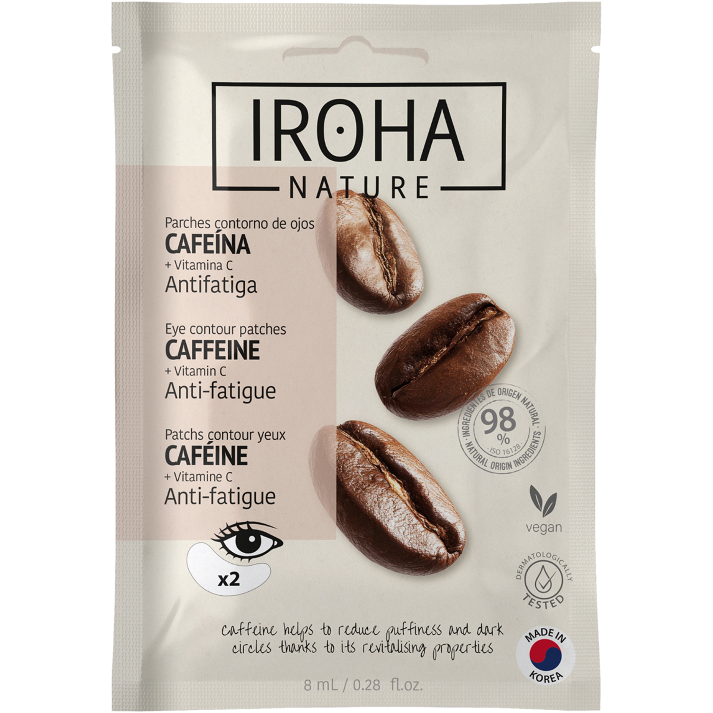 parches de ojos Antifatiga Cafeína + Vitamina C sobre 2 unidades