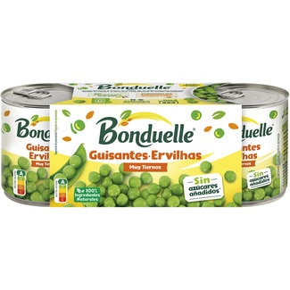 guisantes al natural tiernos y muy finos pack 3 latas 140 g neto escurrido - Bonduelle