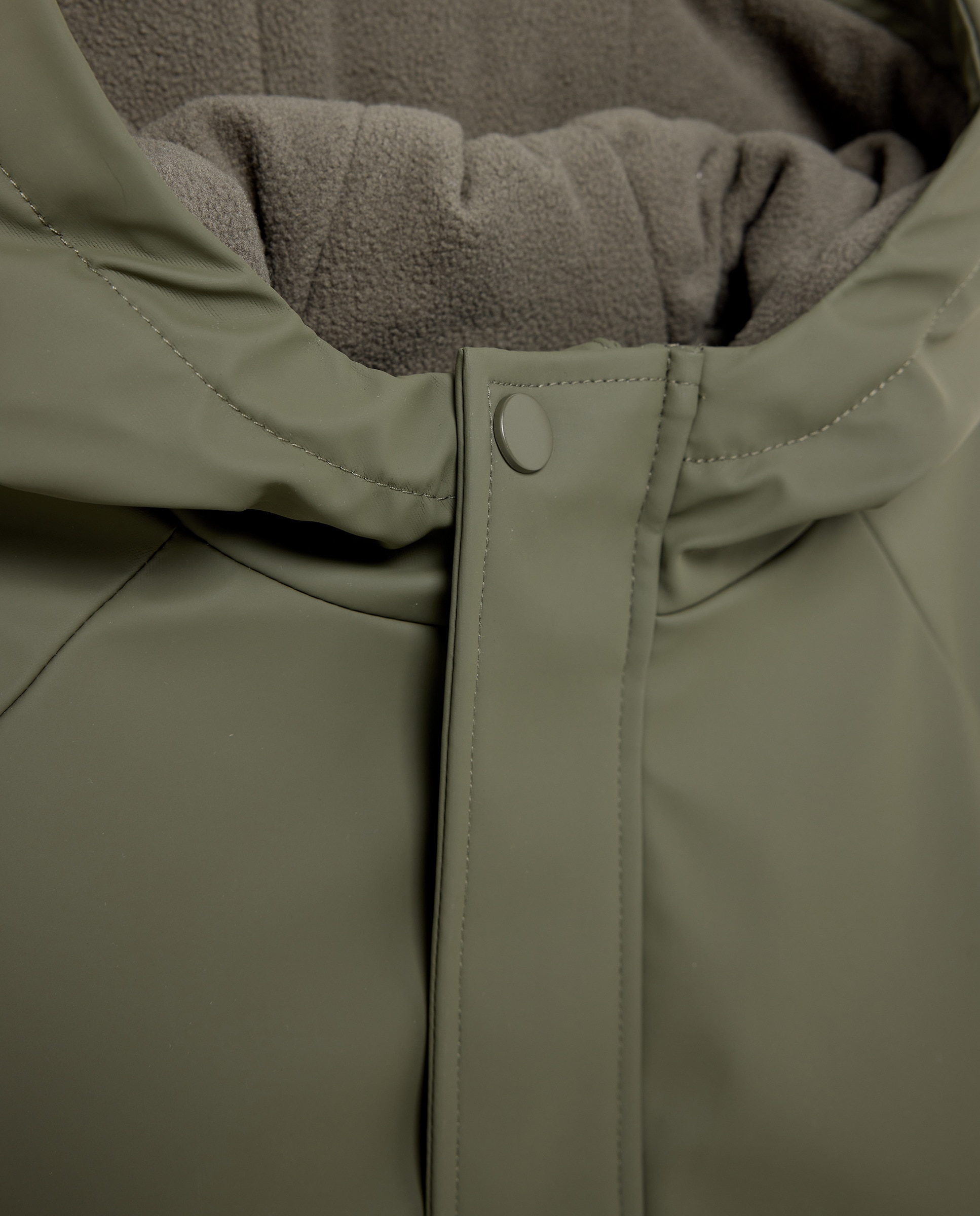 Parka de niño engomada con capucha y forro polar 520 Kaki-3