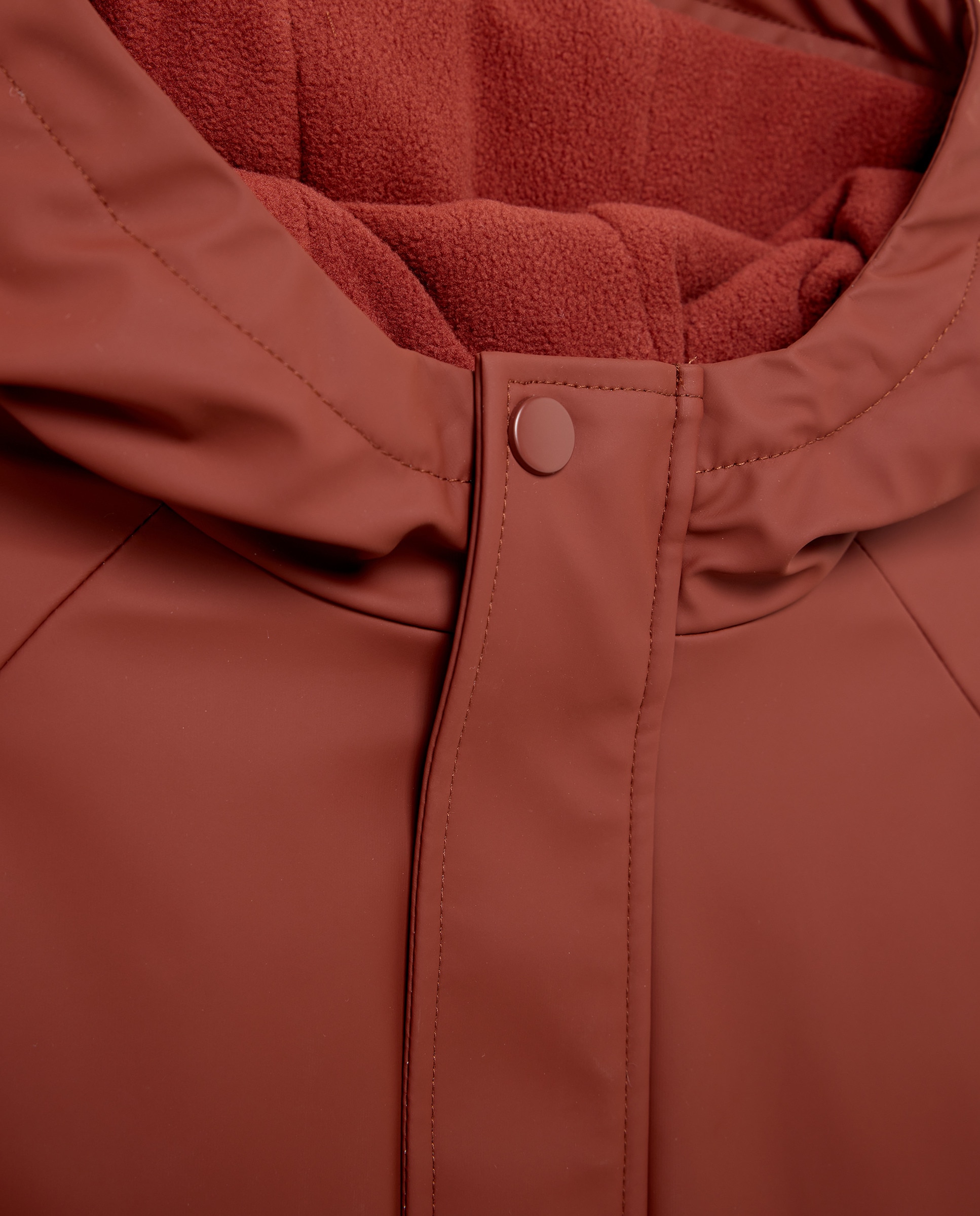 Parka de niño engomada con capucha y forro polar Naranja quemado-3