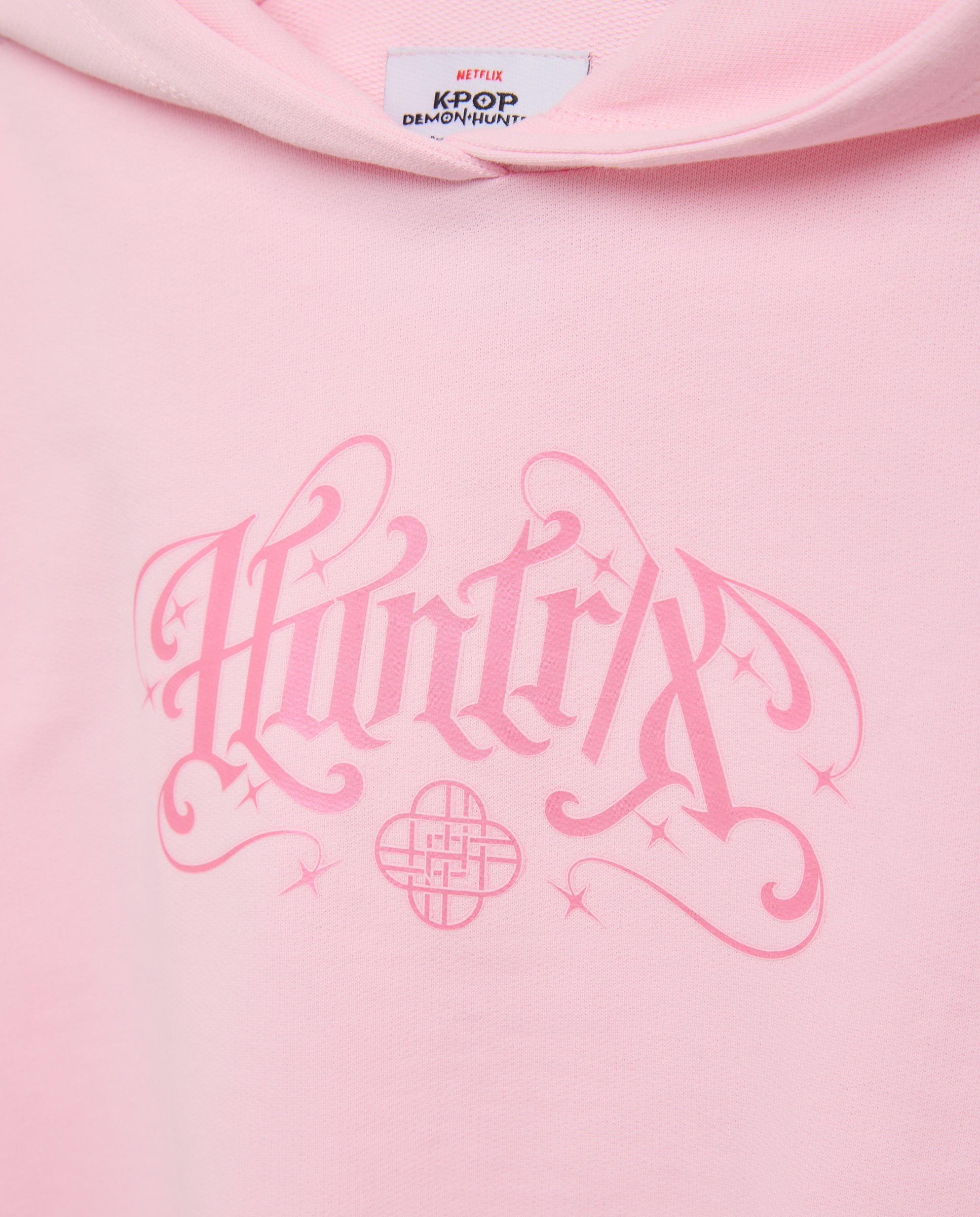 Sweatshirt Fechada com Capuz, Estampado KPOP nas Costas e à Frente e Bolso Canguru Kids El Corte Inglés Rosa-5