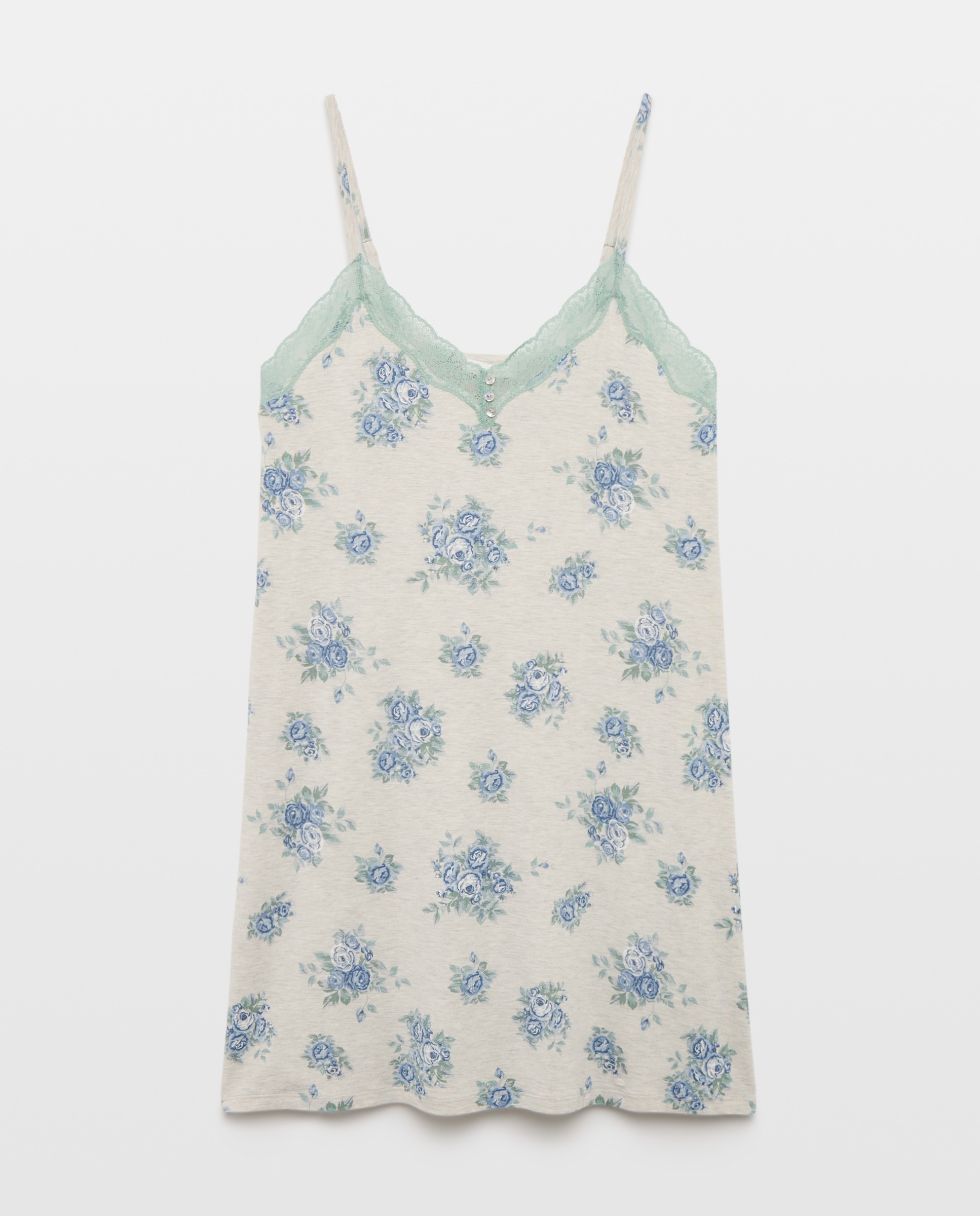 Imagem 0 de Camisa de Dormir com Estampado Floral e Detalhe no Colarinho