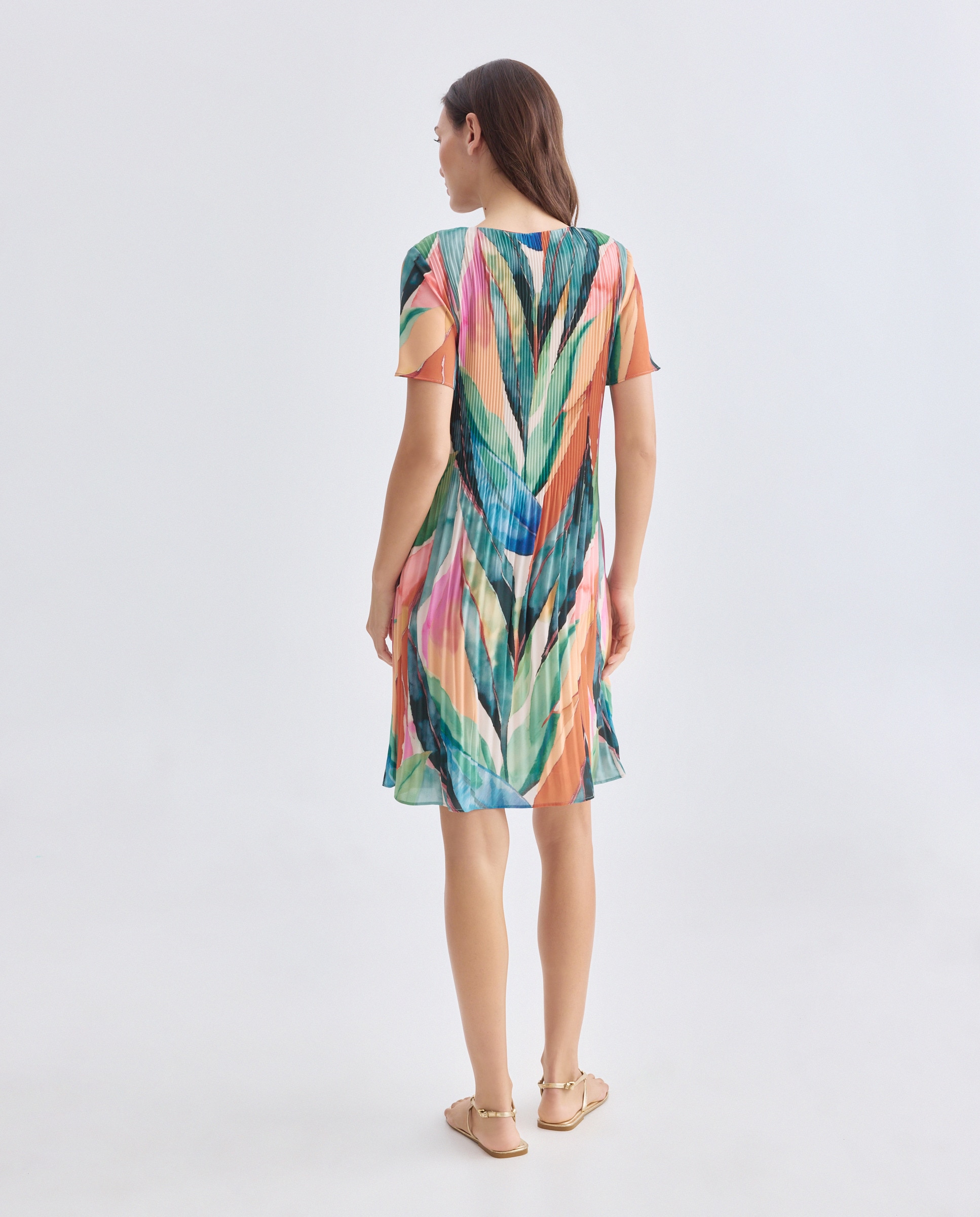 Vestido estampado com manga curta Multicolor-3