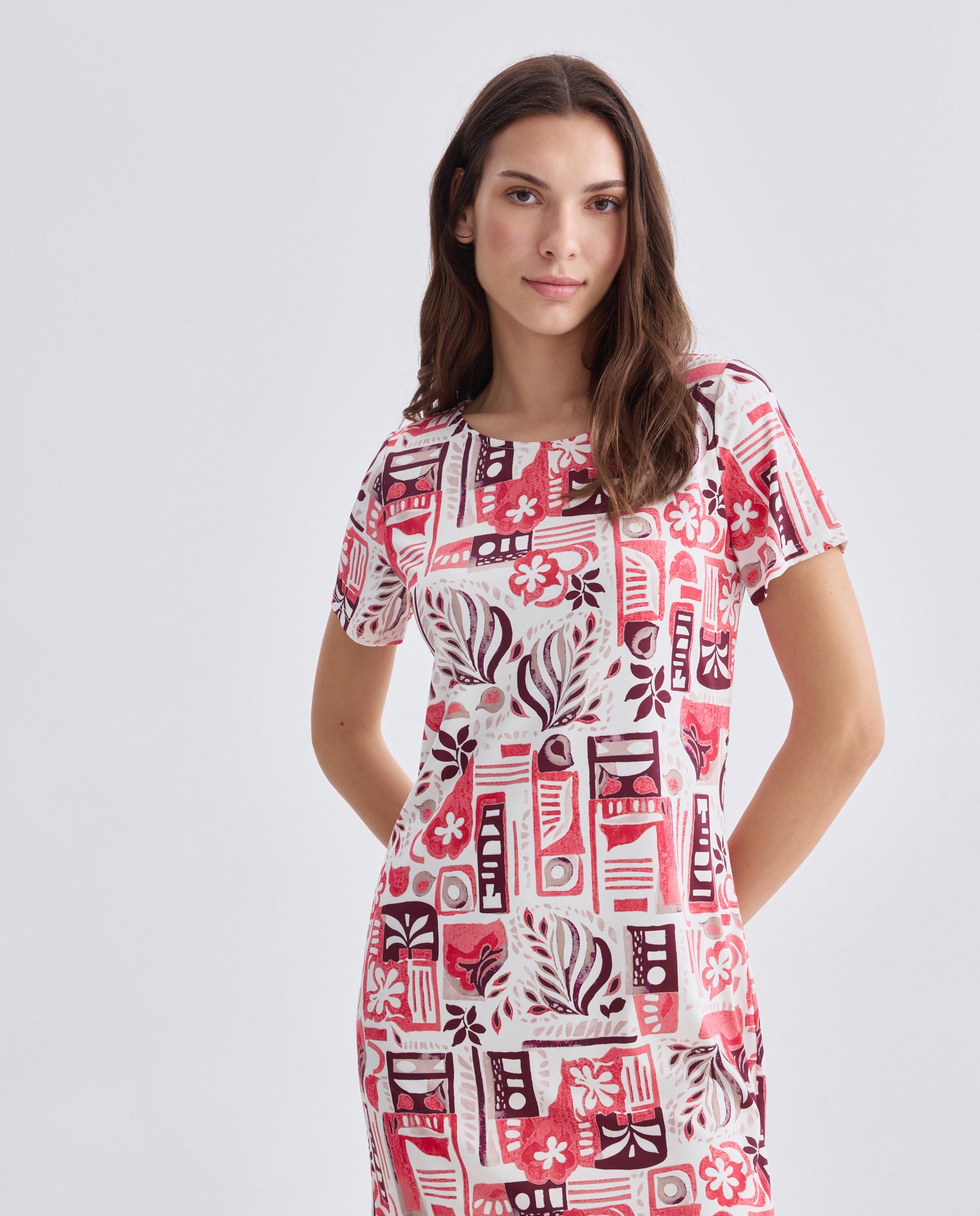 Imagem 0 de Vestido Estampado com Manga Curta