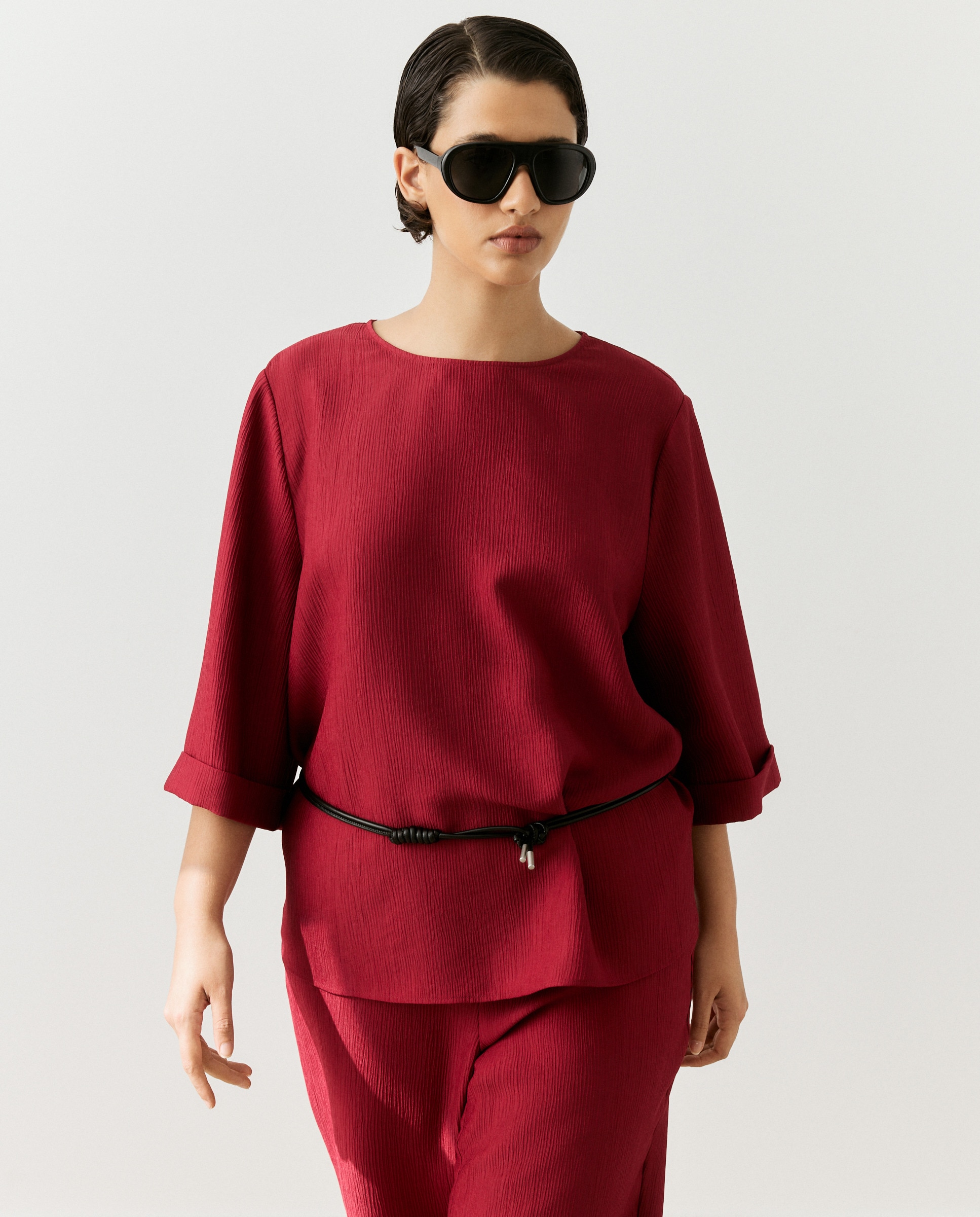Imagem 0 de Blusa de Manga Curta e Jacquard