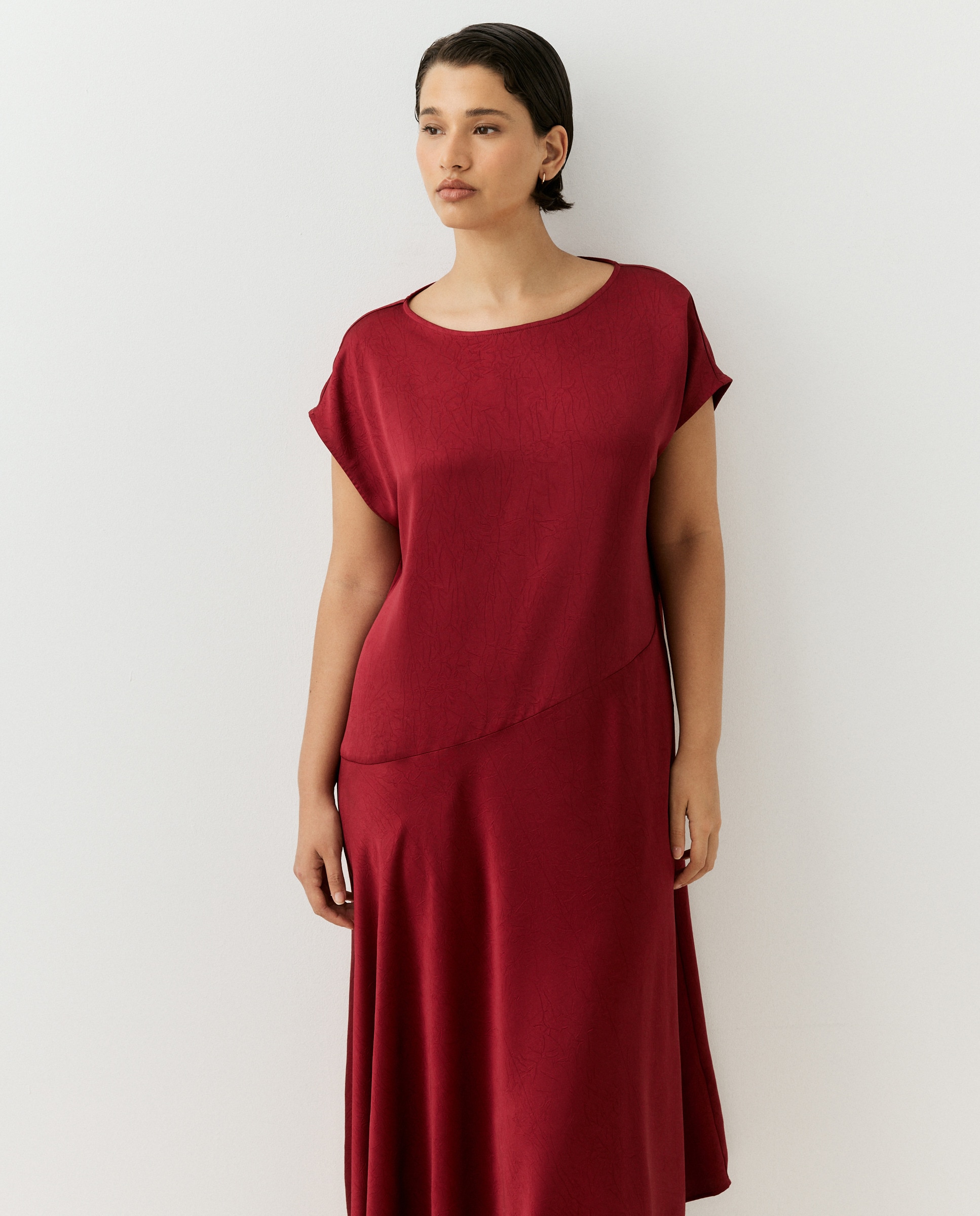 Vestido sem Mangas de Cetim Crinkle 200 Rosa-1