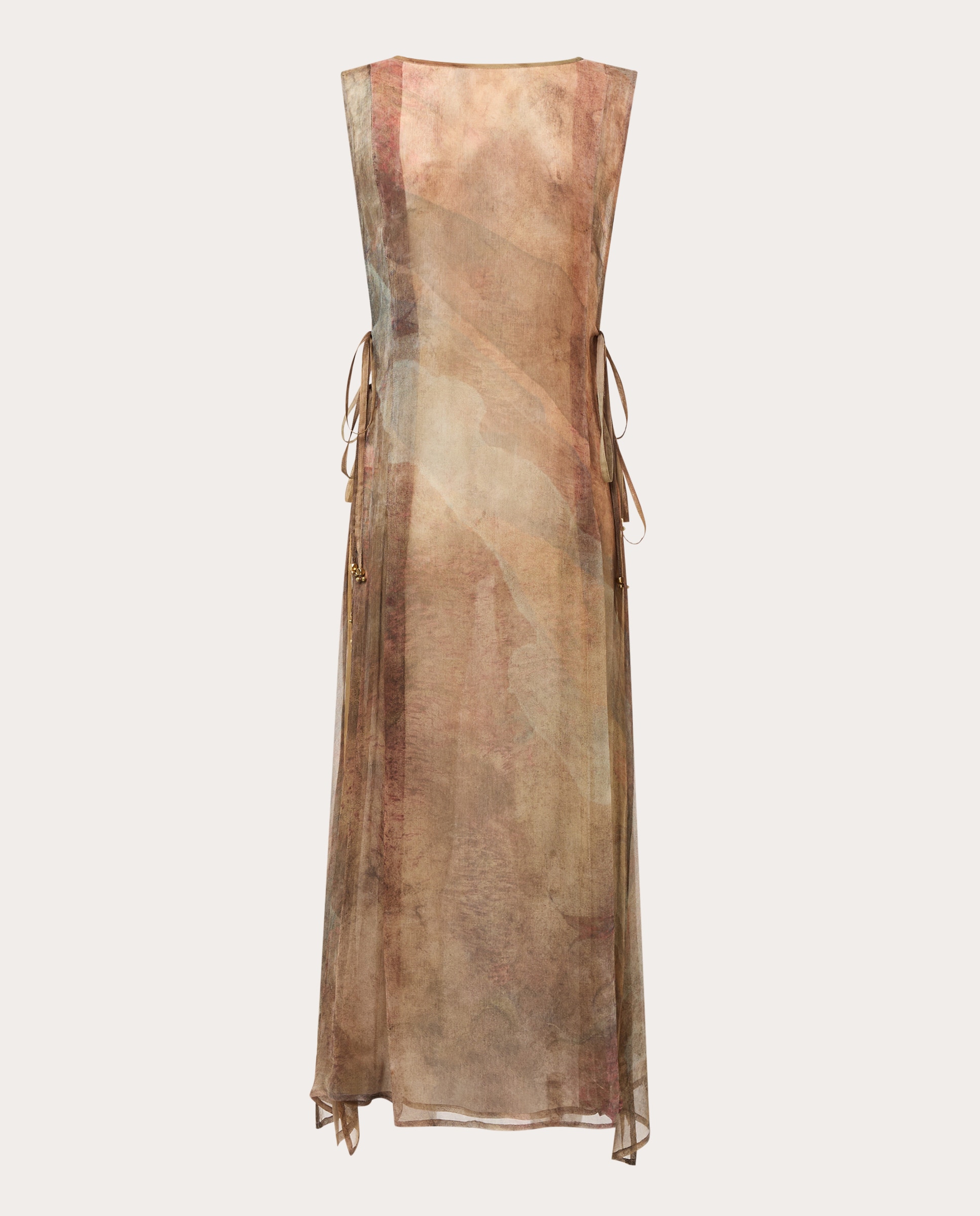 Vestido Comprido Hewa de Seda Castanho-2