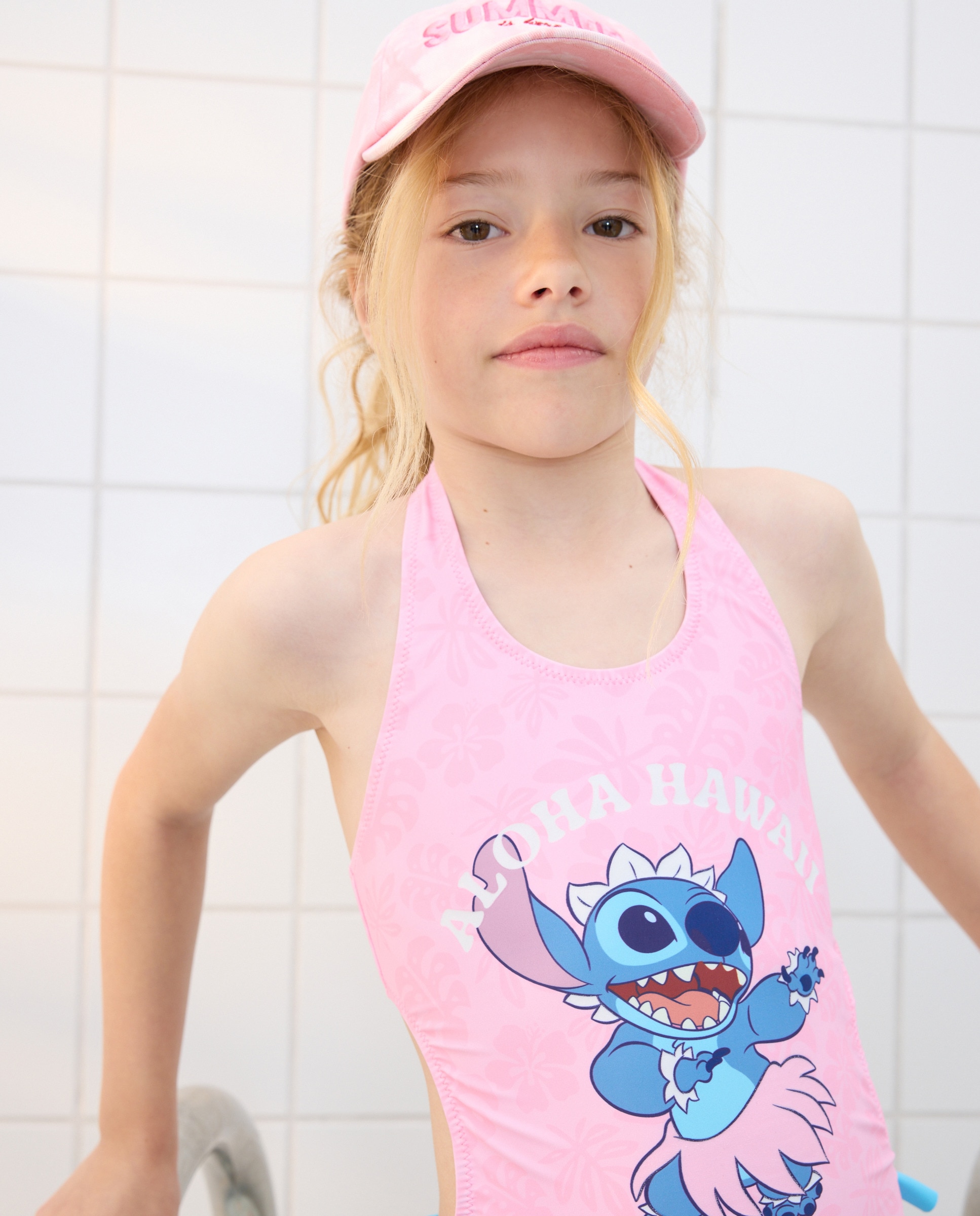 Fato de Banho da Licença Stitch Rosa-2