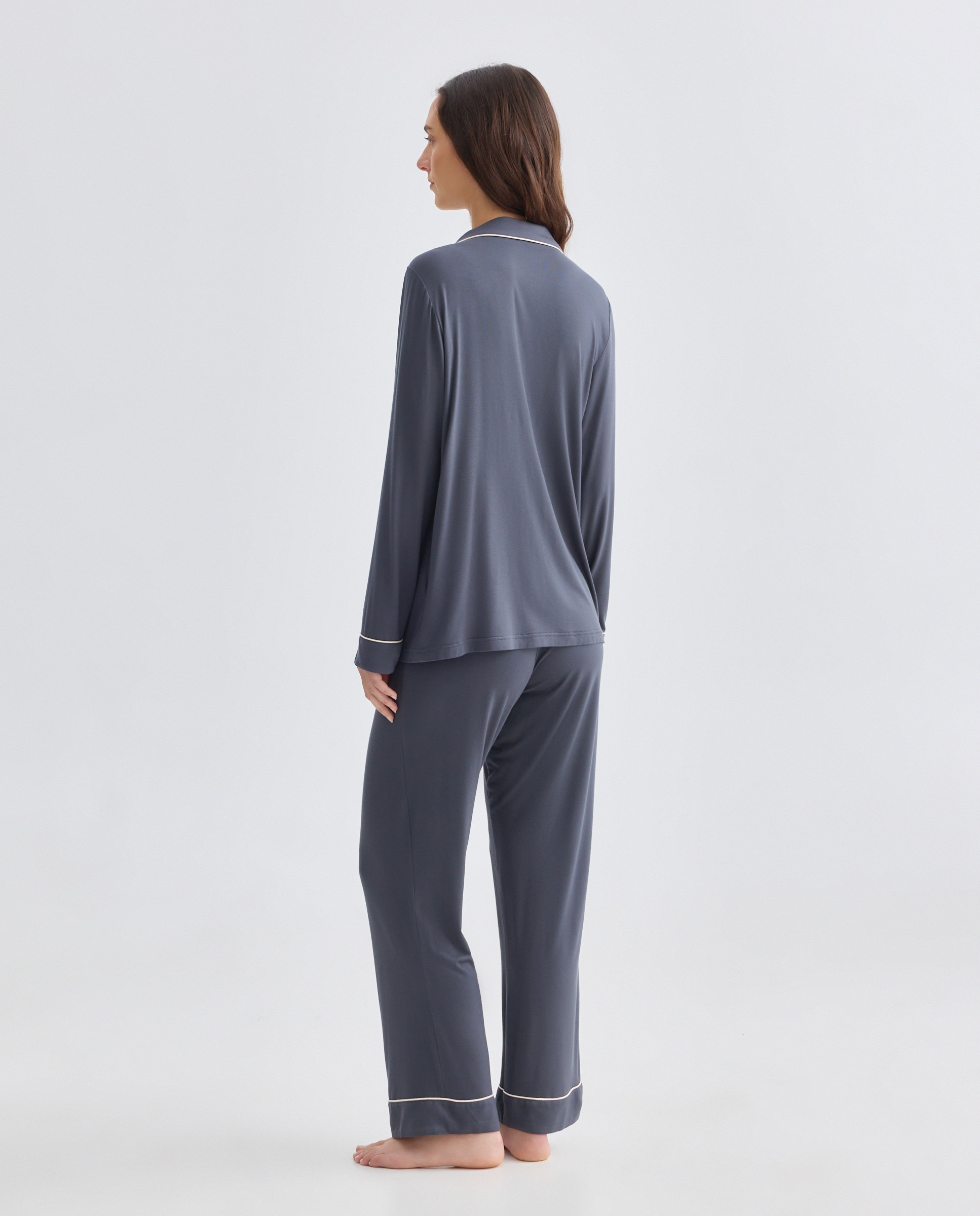 Pijama mujer solapa con contraste 430 Azul oscuro-2
