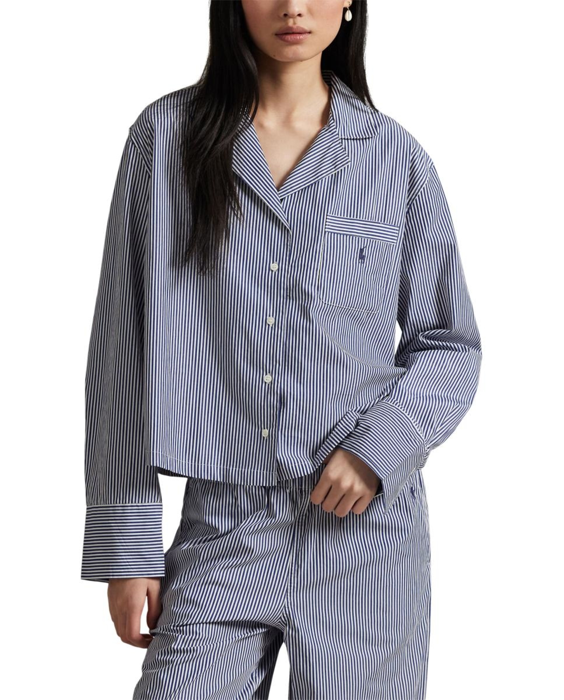 Pijama Comprido às Riscas Azul-marinho-3