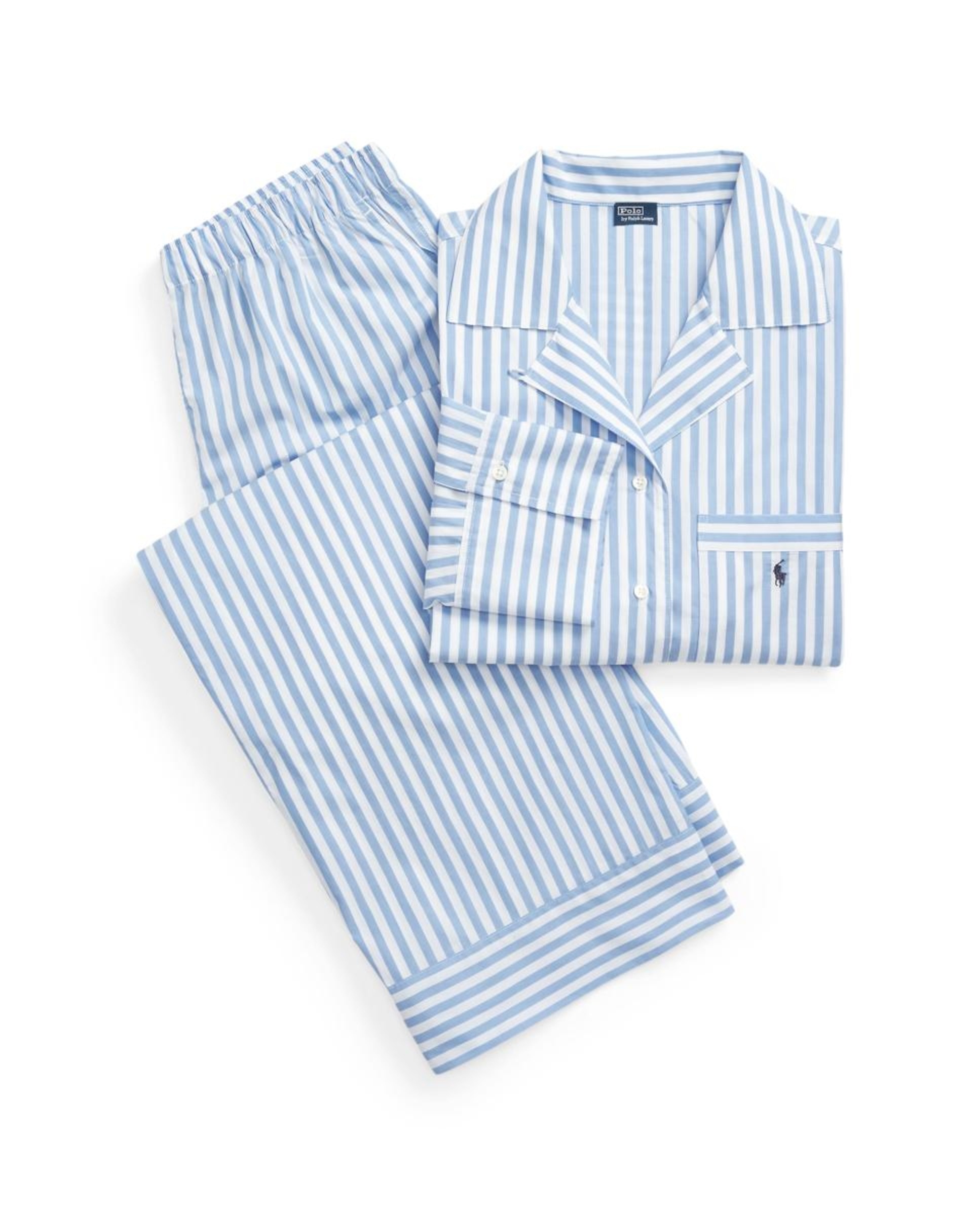 Pijama Comprido às Riscas Azul-claro-3