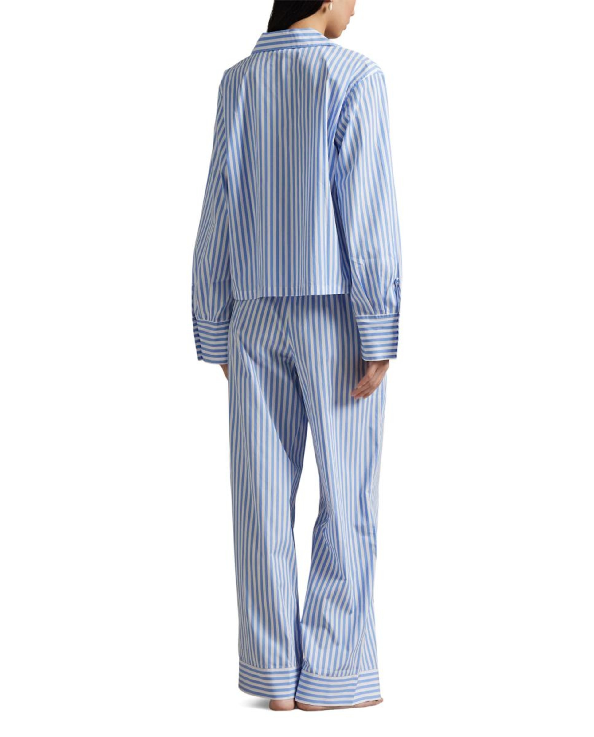 Pijama Comprido às Riscas Azul-claro-2