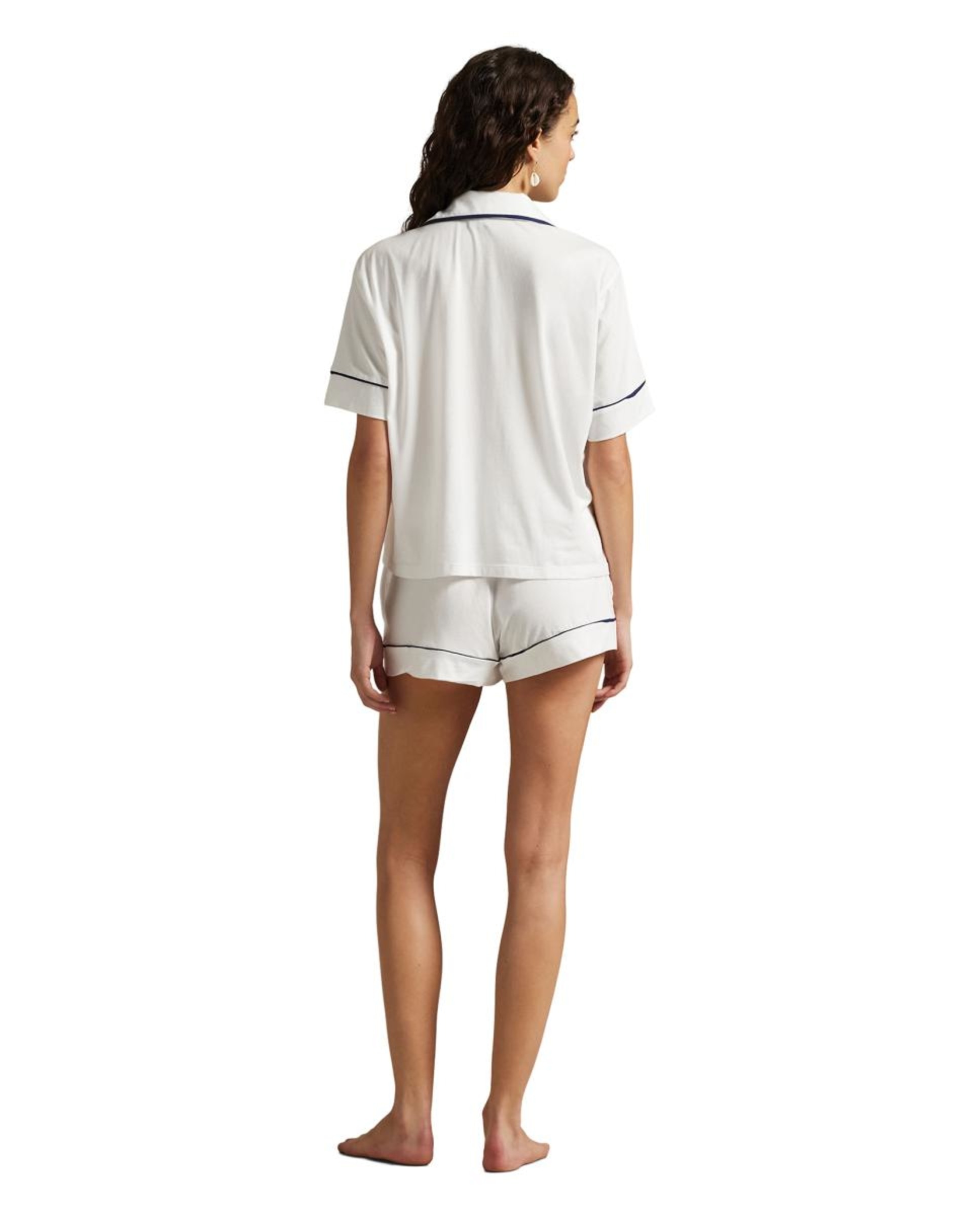 Pijama Curto com Vivos em Contraste Branco-2