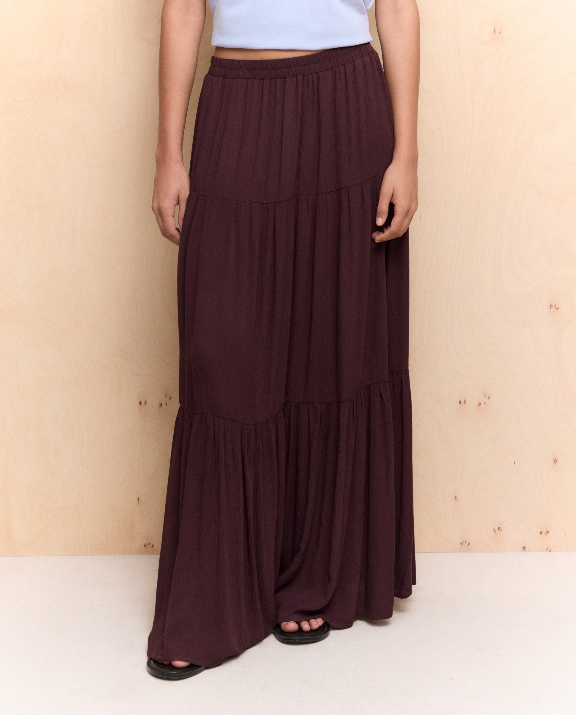 Saia Midi Boho Castanho-2