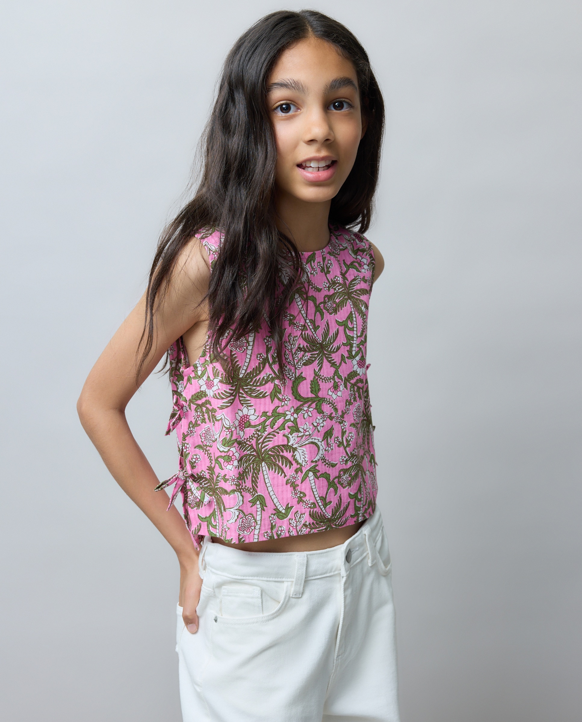 Top às Riscas com Laços Laterais Kids El Corte Inglés Rosa-4