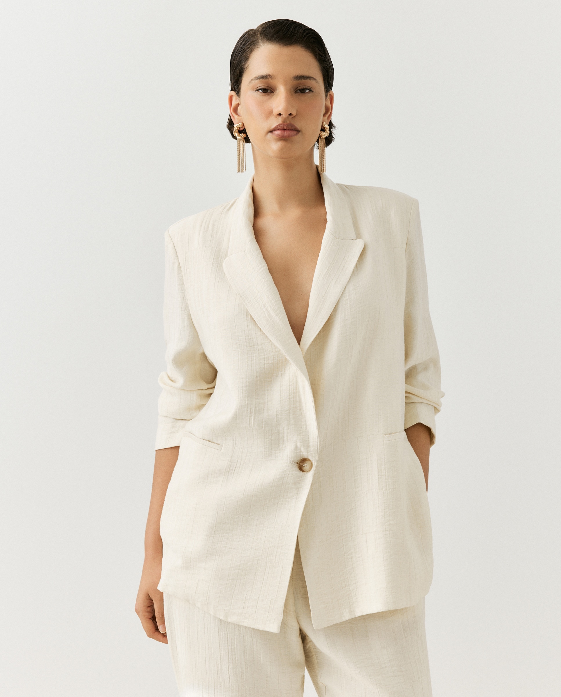 Blazer de Jacquard 120 Cru-1