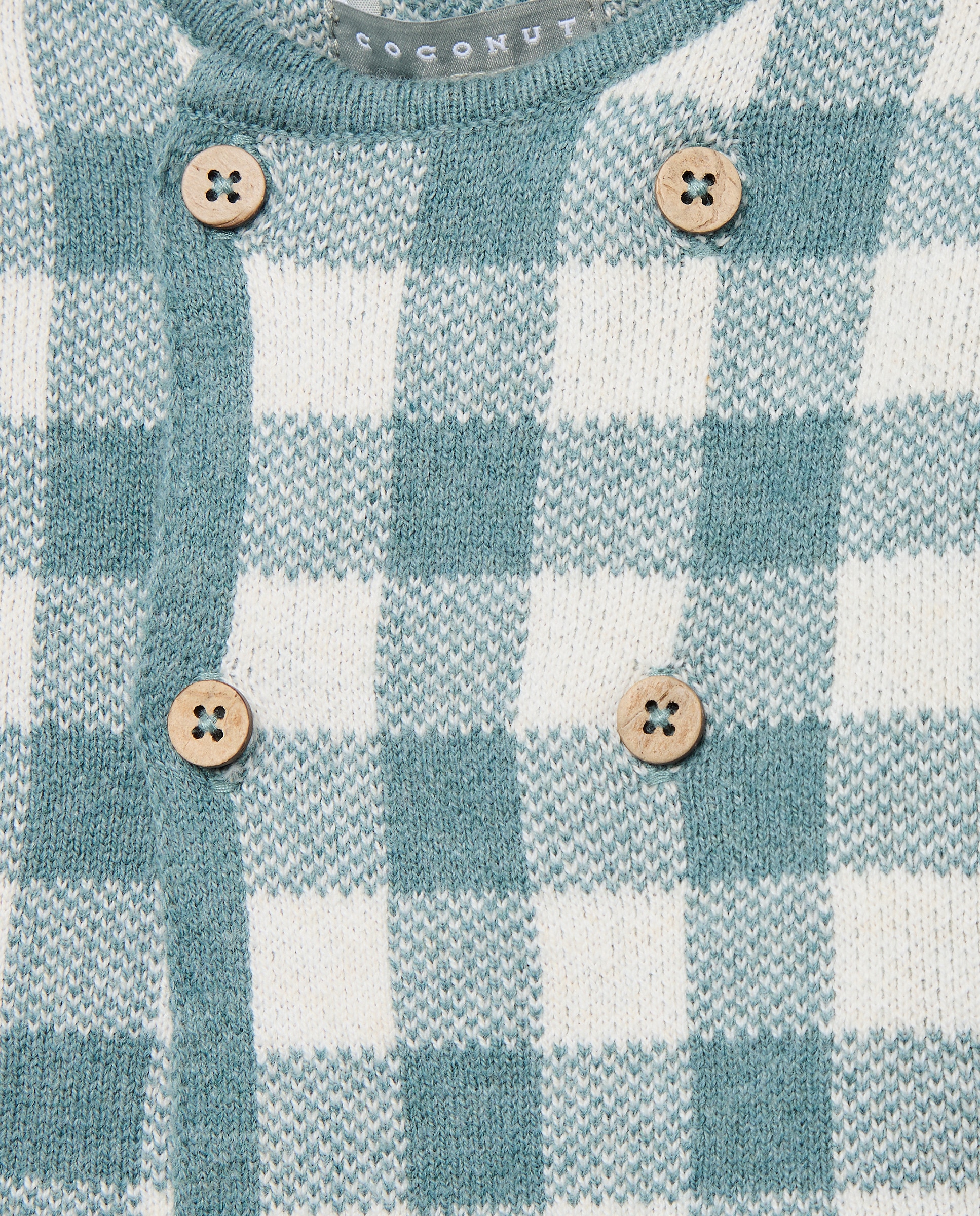 Conjunto de Tricot de Bebé com Manga Comprida e Vichy e Calças com Pés Lisas Coconut El Corte Inglés Verde-4