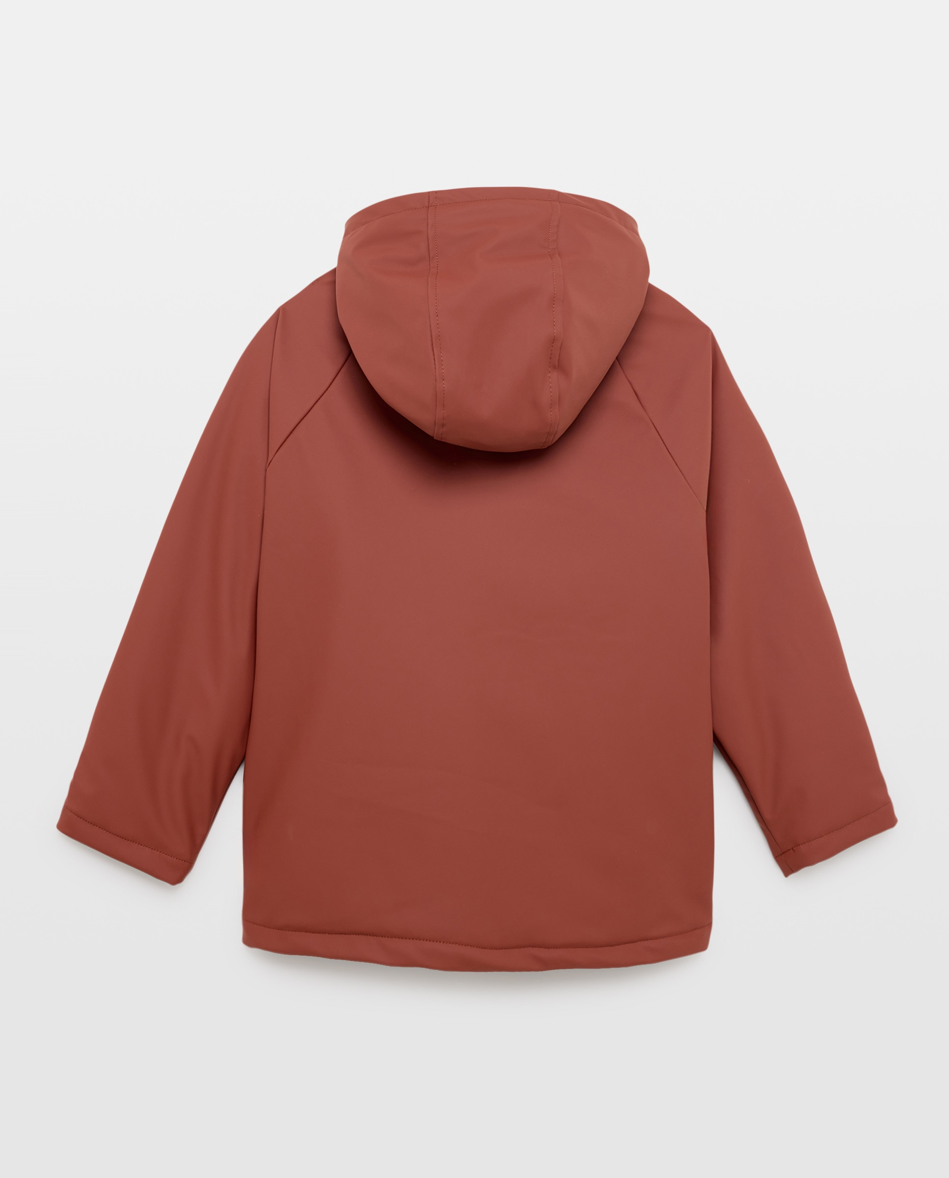Parka de niño engomada con capucha y forro polar Naranja quemado-2