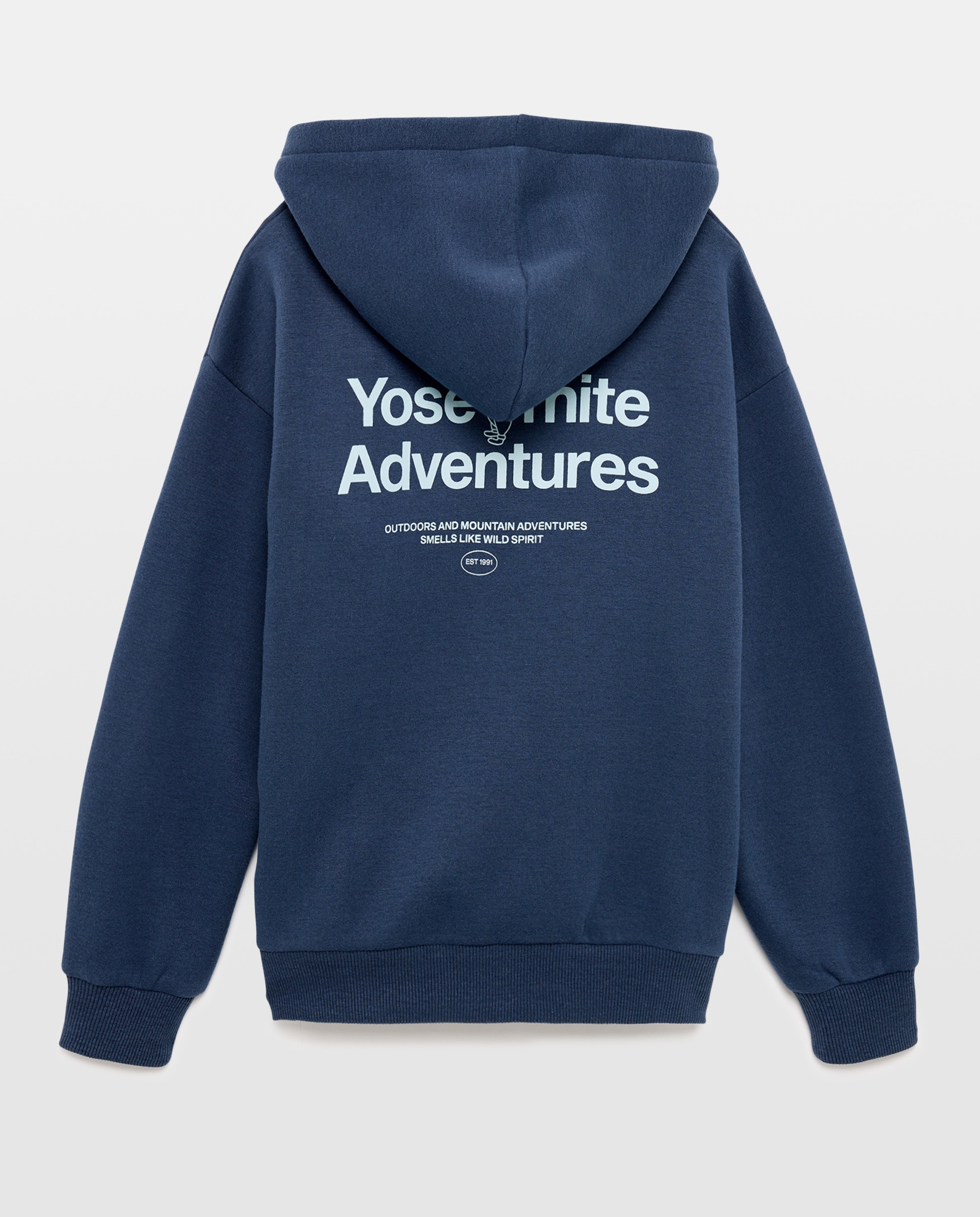 Sudadera de niño estampada lavada con capucha Azul Suave-2