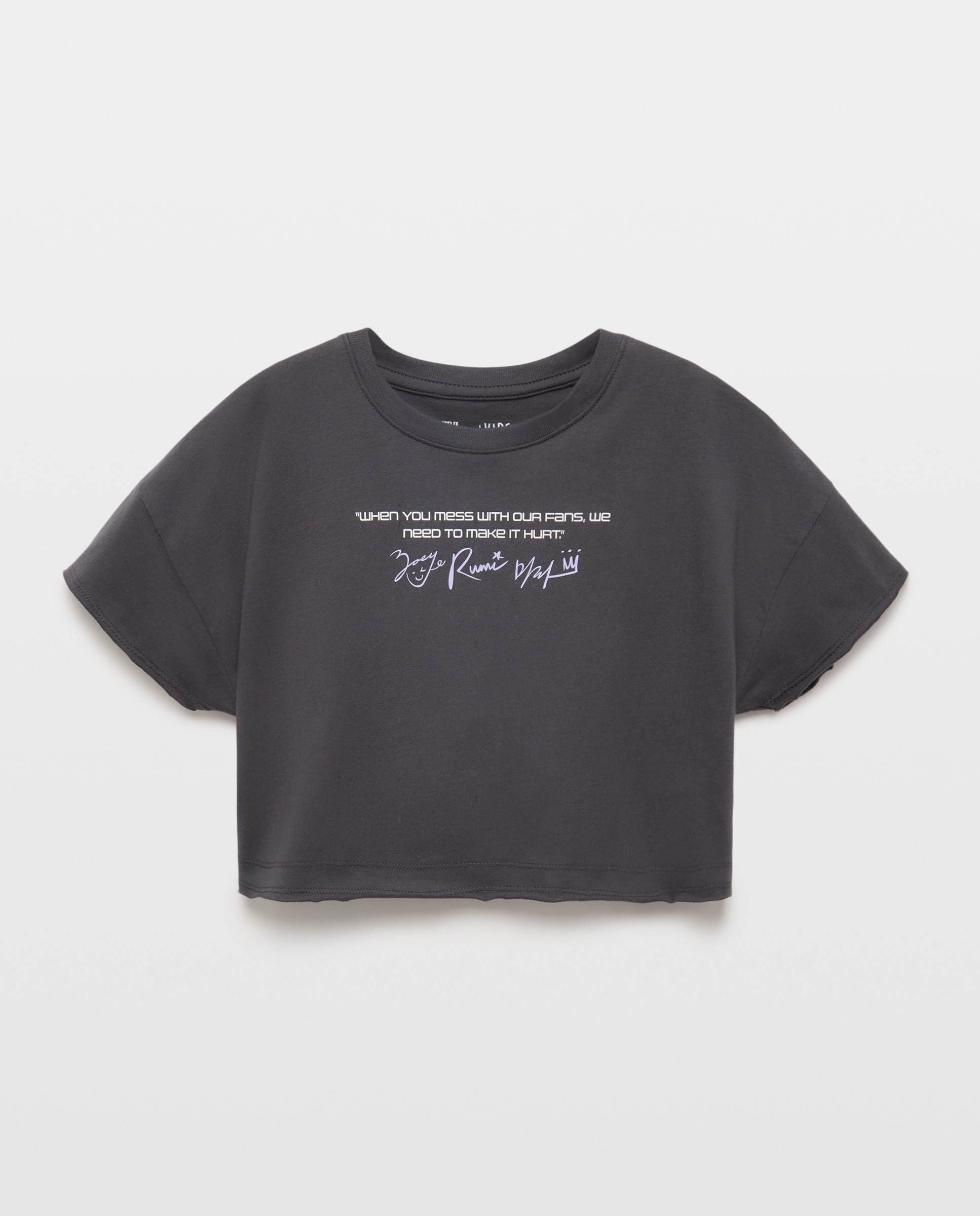 Imagem 0 de T-shirt de Manga Curta com Estampado Posicional KPOP no Peito, Assinaturas e Costas