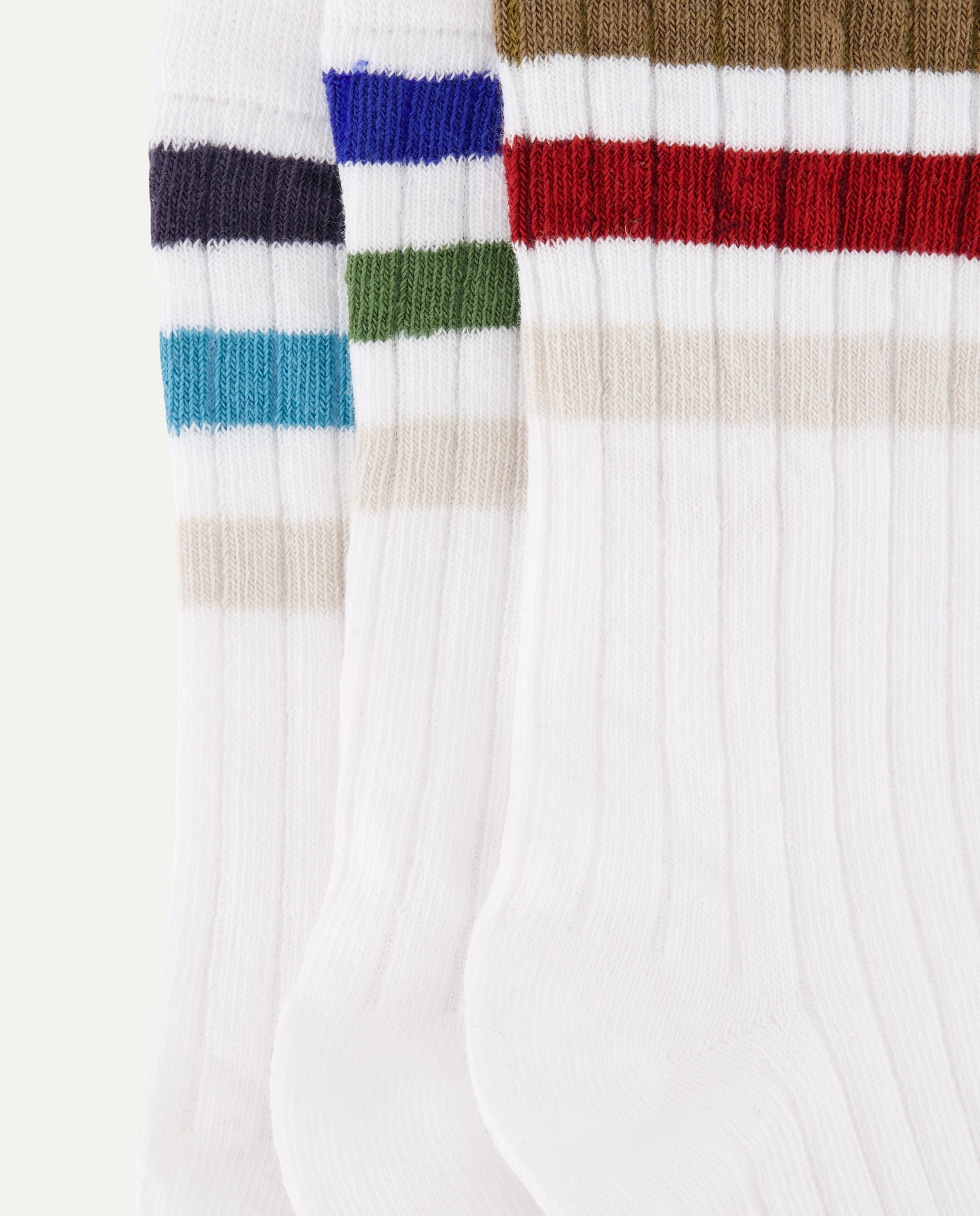Pack de 3 Pares de Meias Desportivas Curtas às Riscas de Criança Branco-2