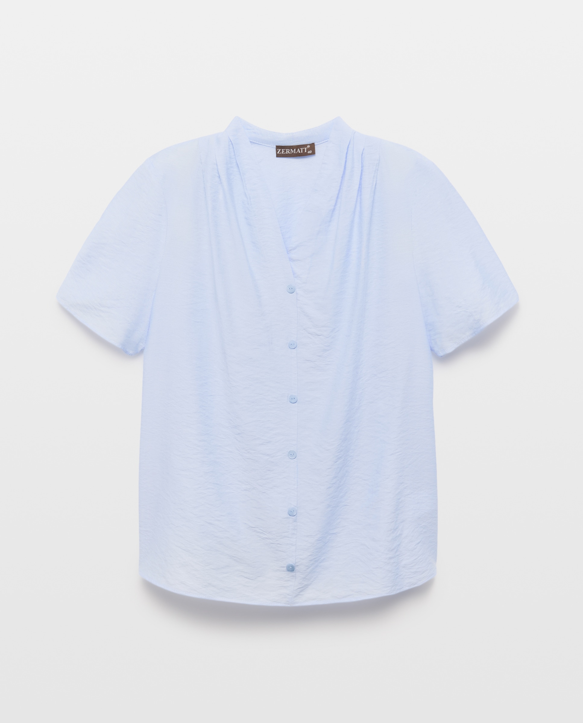 Imagem 0 de Blusa às Riscas Finas com Decote em Bico e Manga Curta