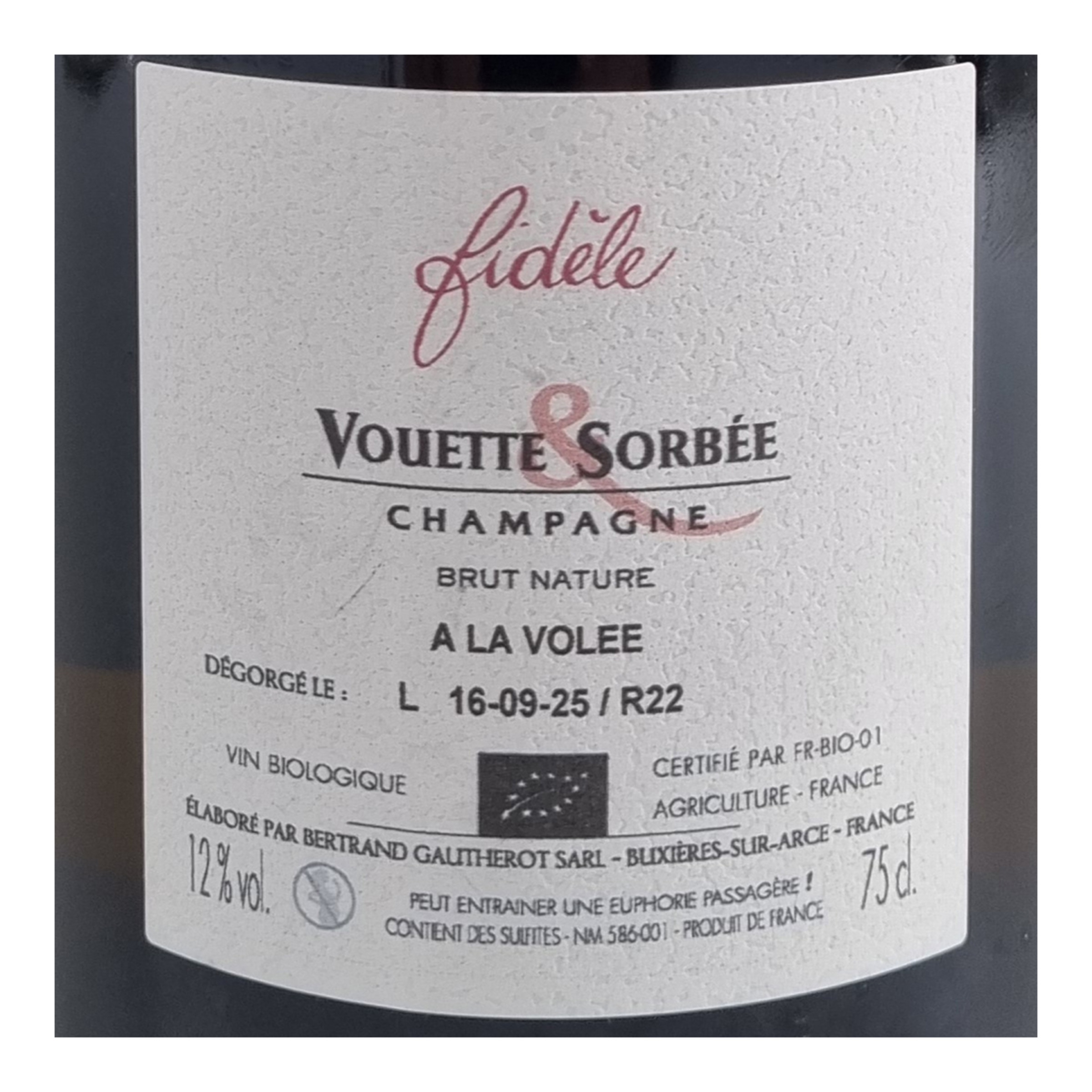 Champagne Brut Nature Vouette Et Sorbee Fidele 3