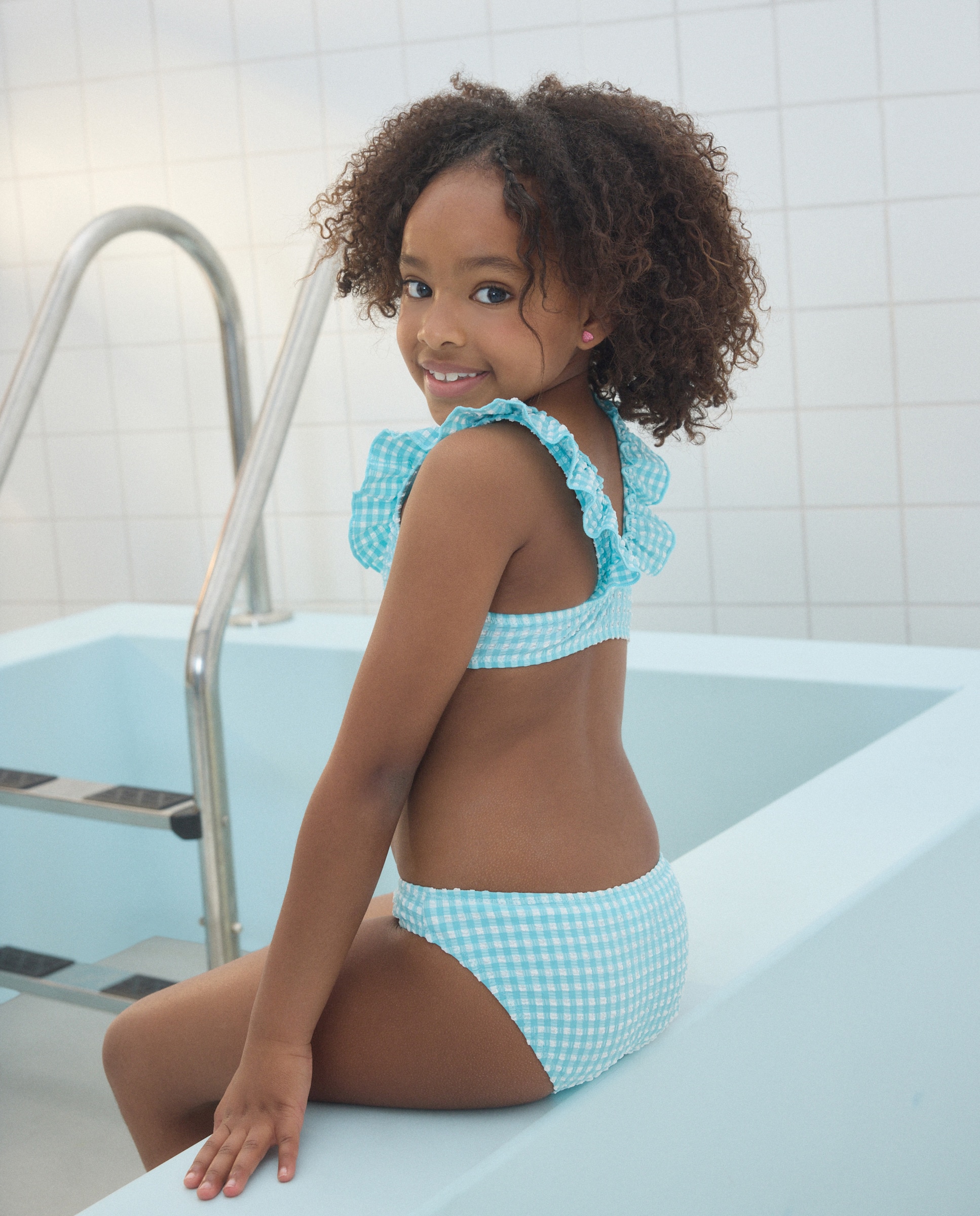 Biquíni Vichy com Folho no Decote Kids El Corte Inglés Azul-2