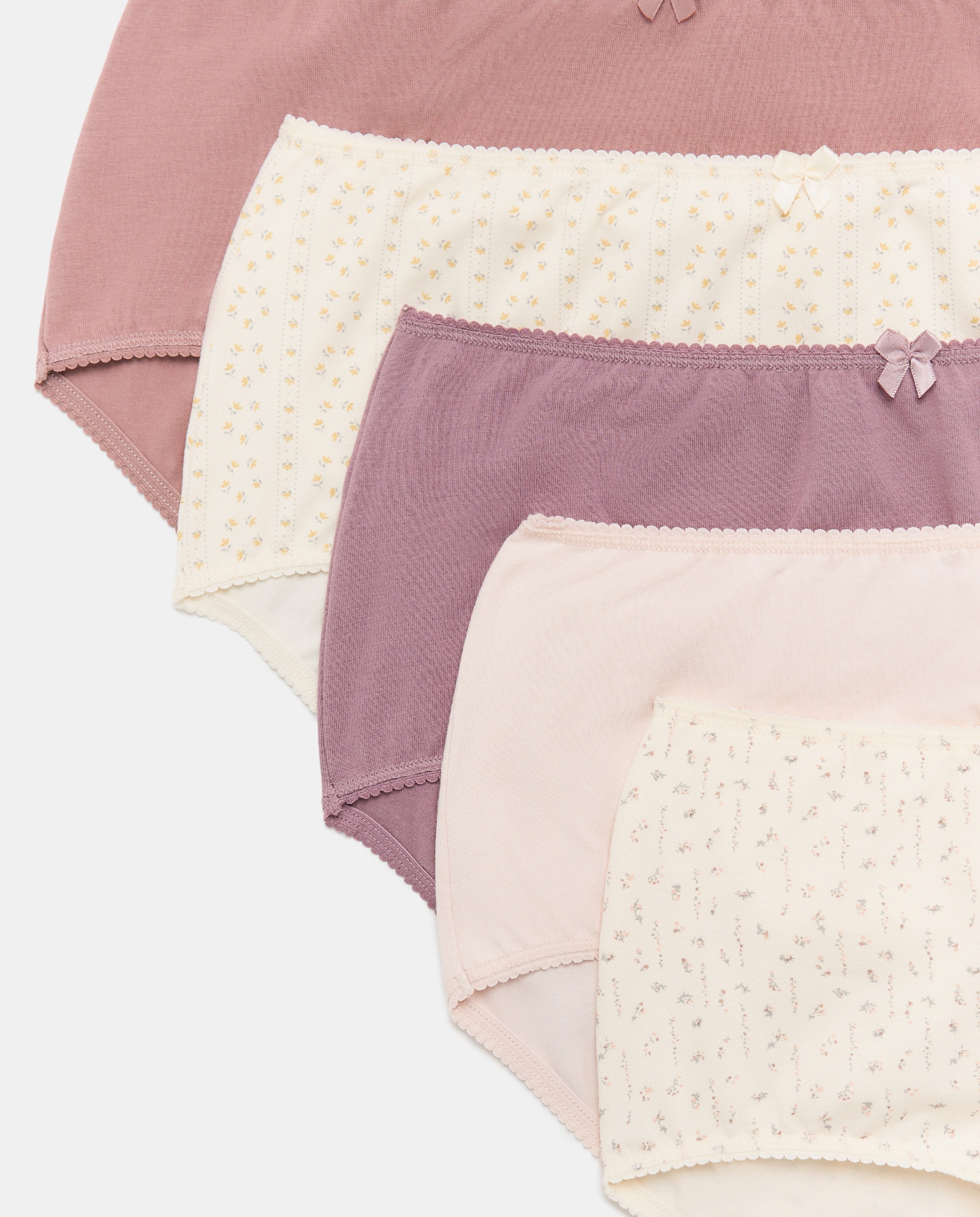 Pack 5 bragas altas de mujer algodón estampados 200 Rosa-4