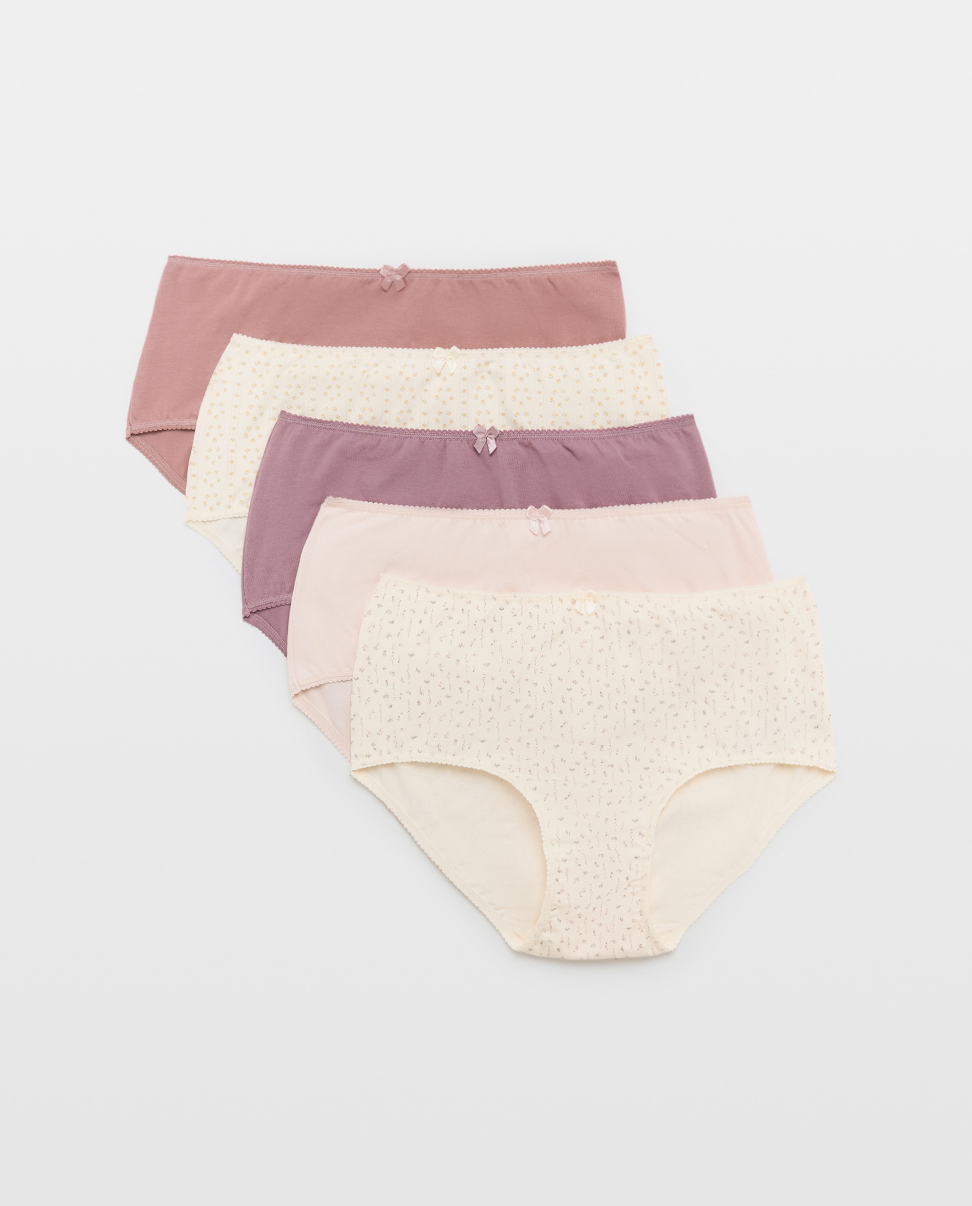 Pack 5 bragas altas de mujer algodón estampados 200 Rosa-3