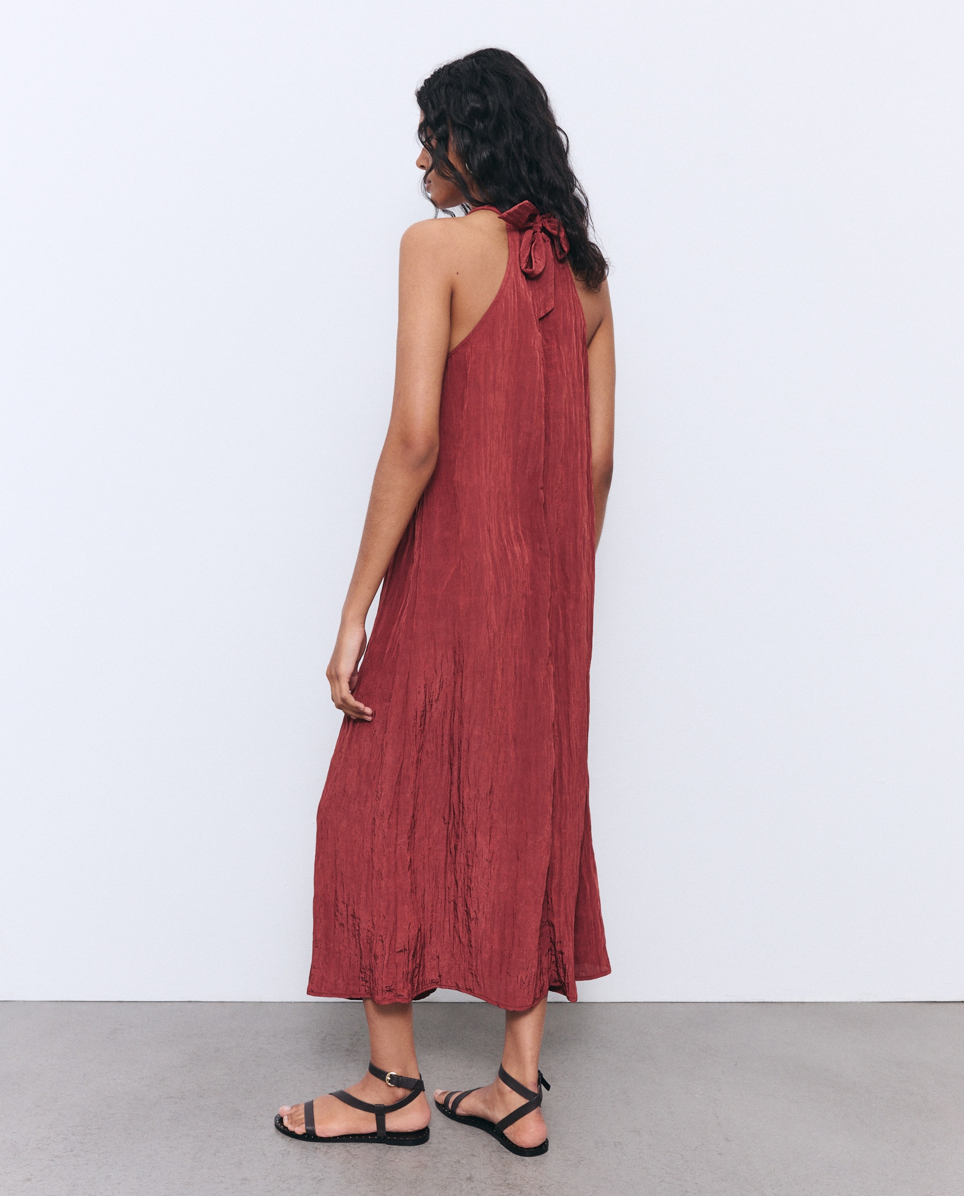 Vestido Laminado sem Mangas 770 Terracota-4